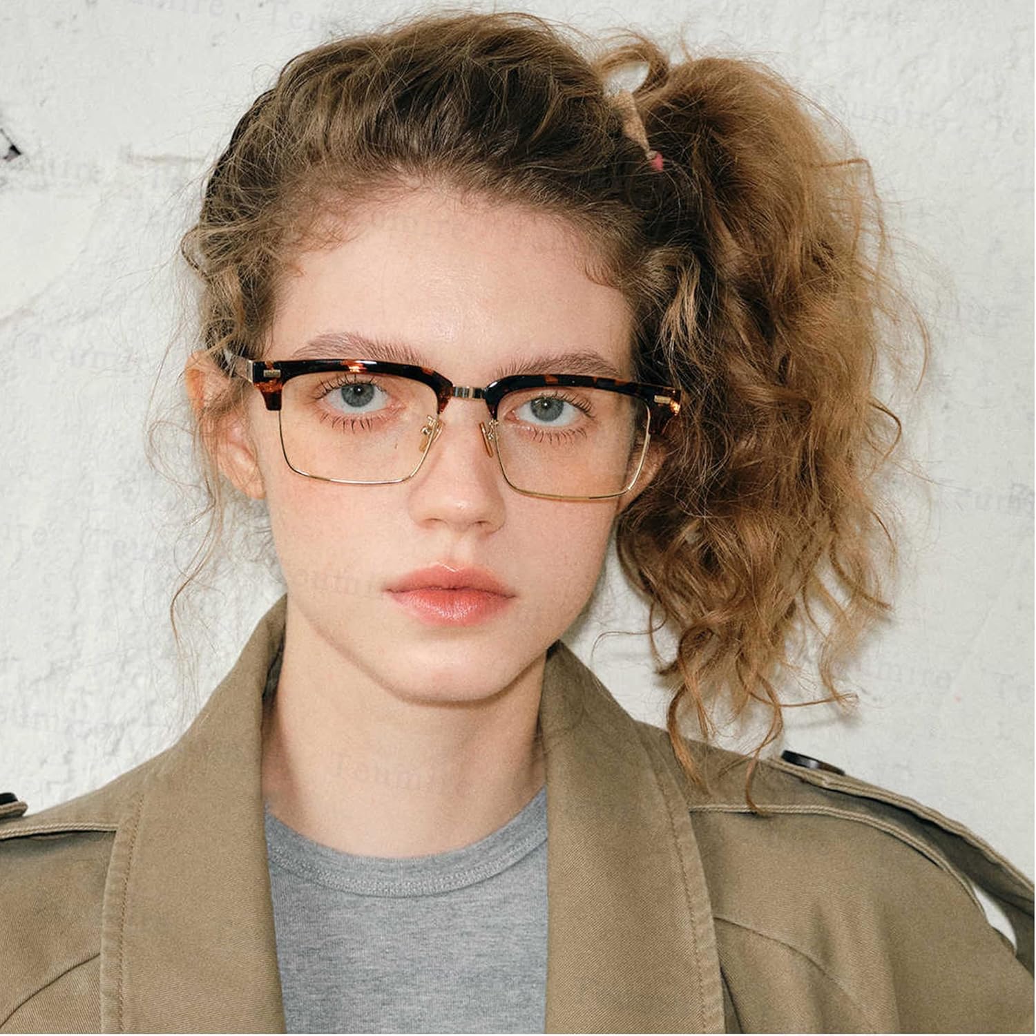 Teumire Semi Rimless Rectangle Blue Light Glasses Men Women Black Square Eyewear - Image 2