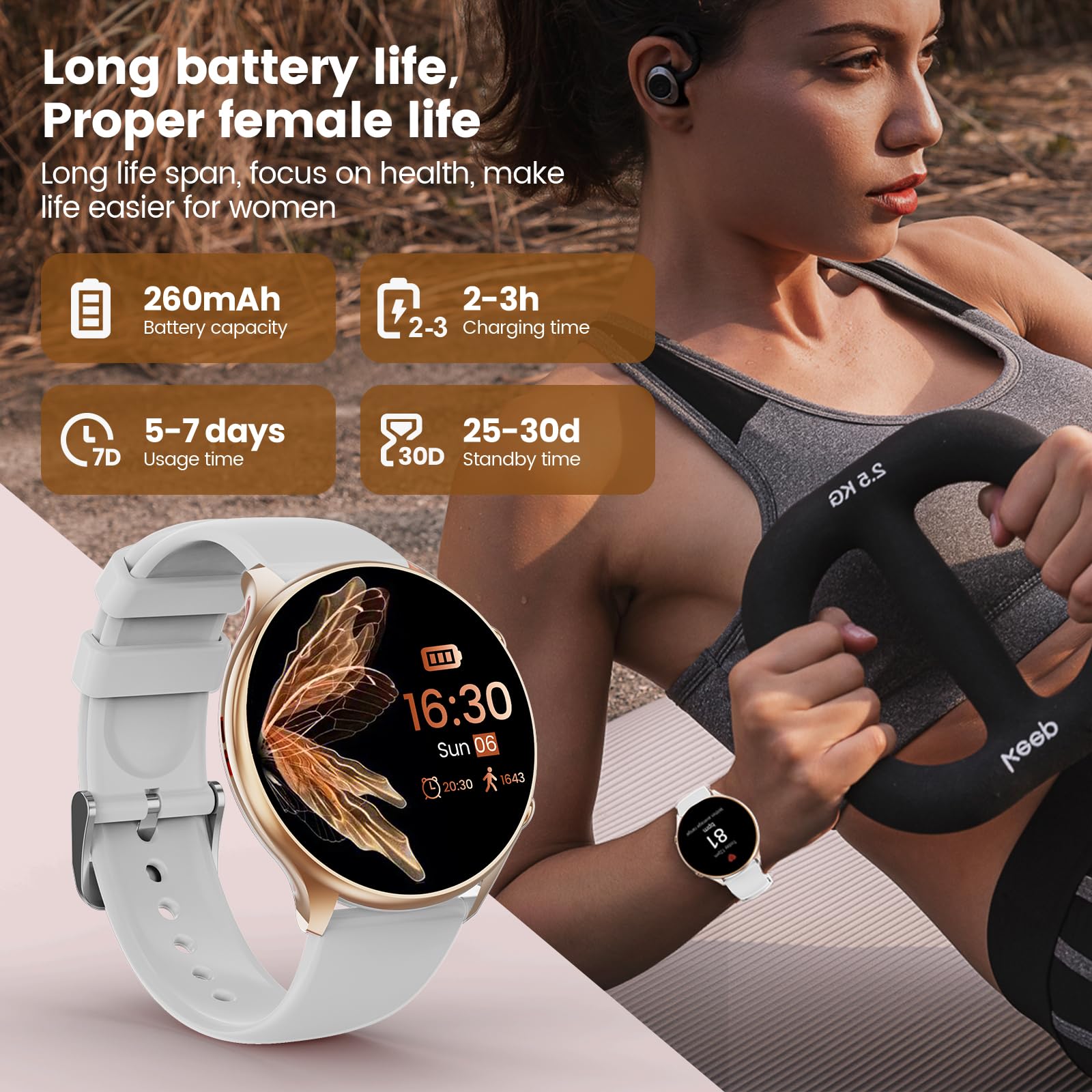 SLOKSFil 2024 Smartwatch Donna, Fitness Tracker con Contapassi, Sonno, Cardiofrequenzimetro, 1.39'' Orologio Smartwatch con Funzione Telefono, IP68 Smart watch Donna per Android & iOS