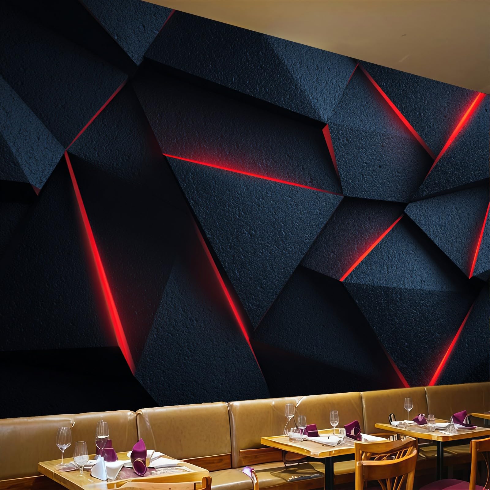 Fotomural de línea roja geométrica para transformar su pared en un gran mural moderno
