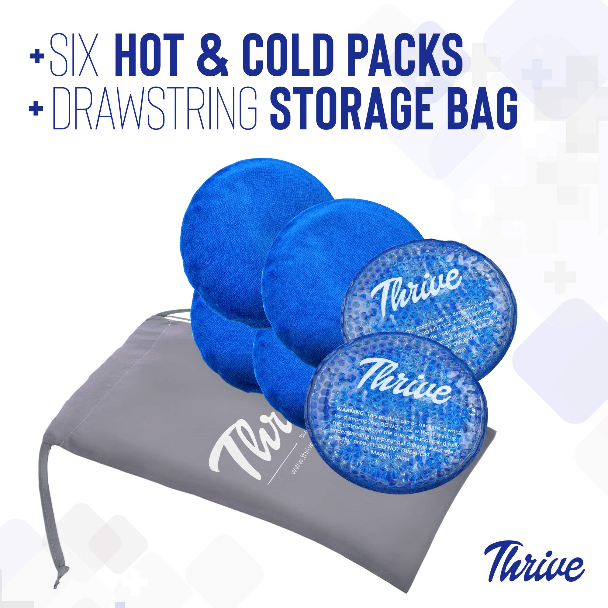 Thrive Round Hot & Cold Ice Packs (6 Pack) Reusable Gel Bead Ice Pack