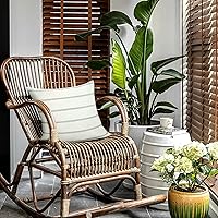 Vista 33 de AmHoo - Juego de 2 fundas de almohada decorativas para casa de campo, a rayas y a cuadros, juego de fundas de almohada de algodón y lino para sofá