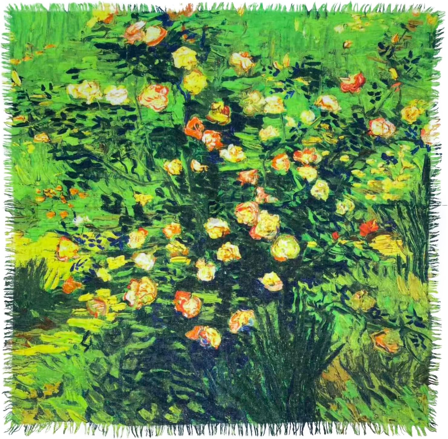 100% Water-Boiled Wool Scarf 39"x39" Women's Winter Pashmina Artist Oil Paintings Wraps Art Lovers Premium Gifts