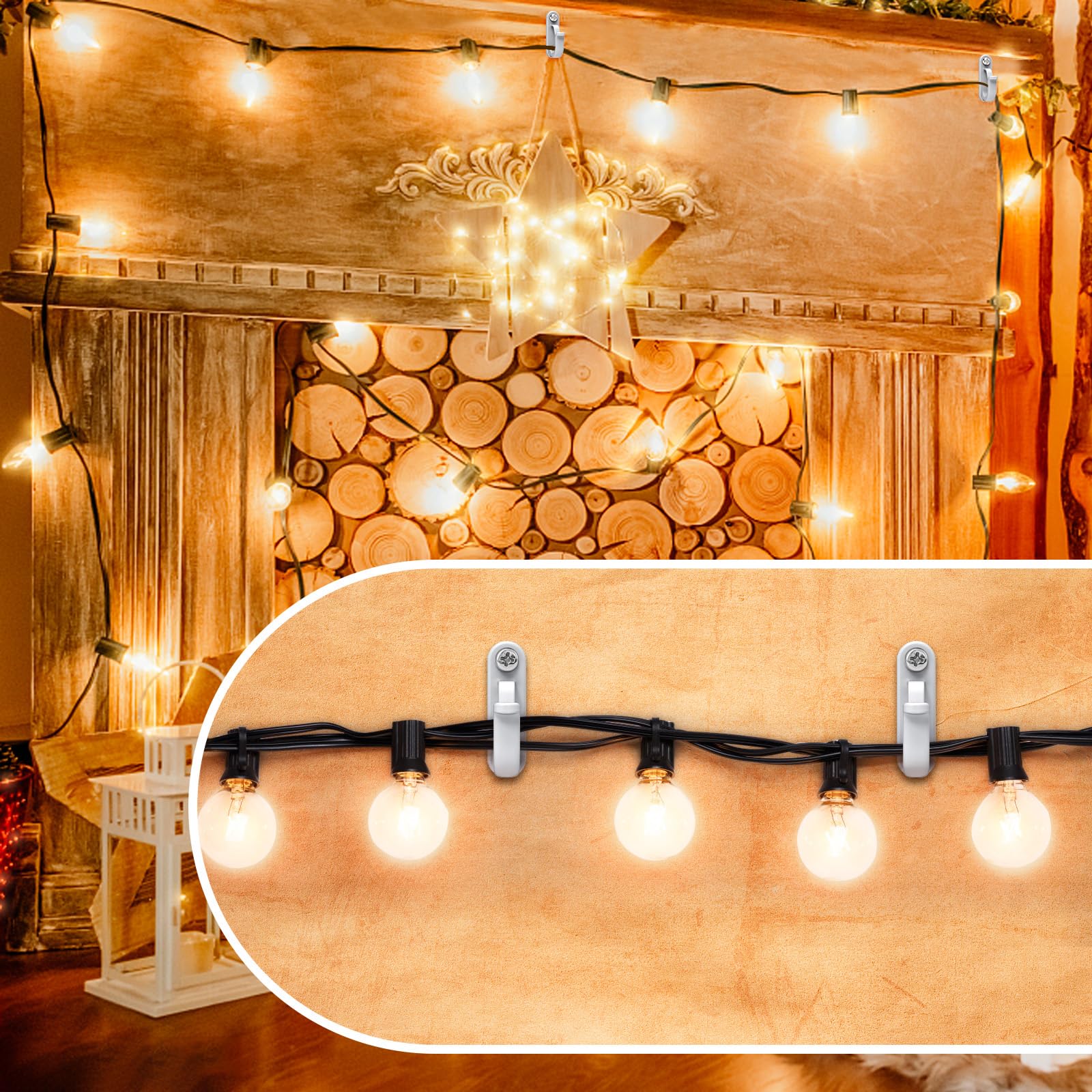 BeneLabel 20pcs Christmas Light Hook Screw-in Hanger for Outdoor Garden Hanging Plant String Wire, Cups - Image 4