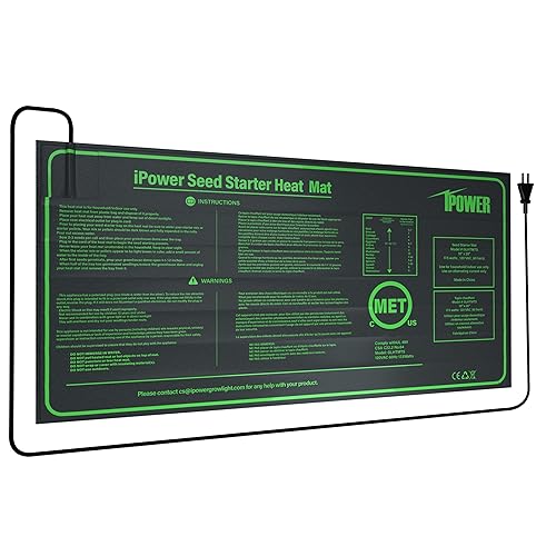 iPower GLHTMTSV1 - Tapete térmico duradero e impermeable para plantas de semillero, cálido hidropónico, para germinación de plantas, 10 x 20