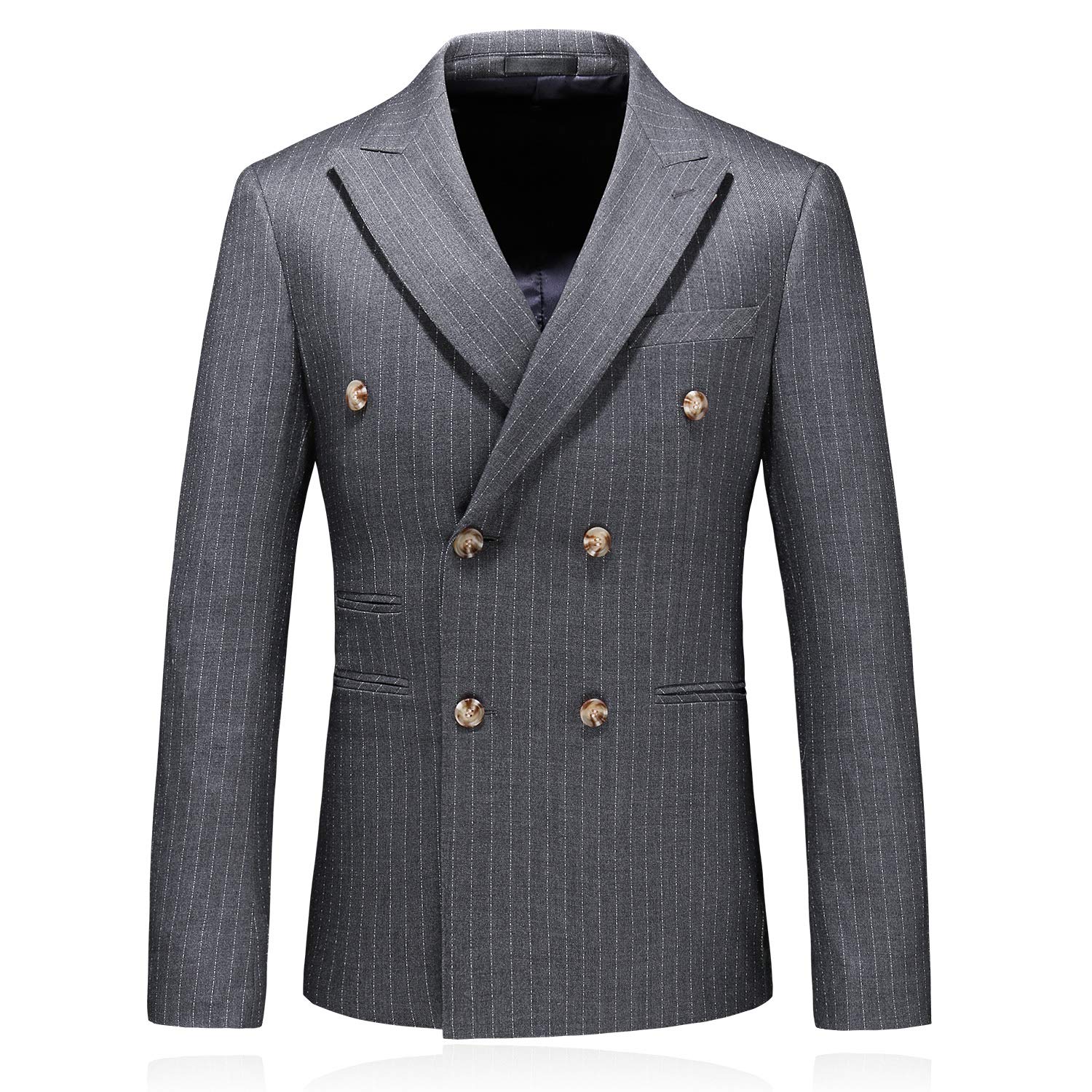 Uomo Tuta da Uomo a Righe Slim Fit Due Pezzi con Due Bottoni