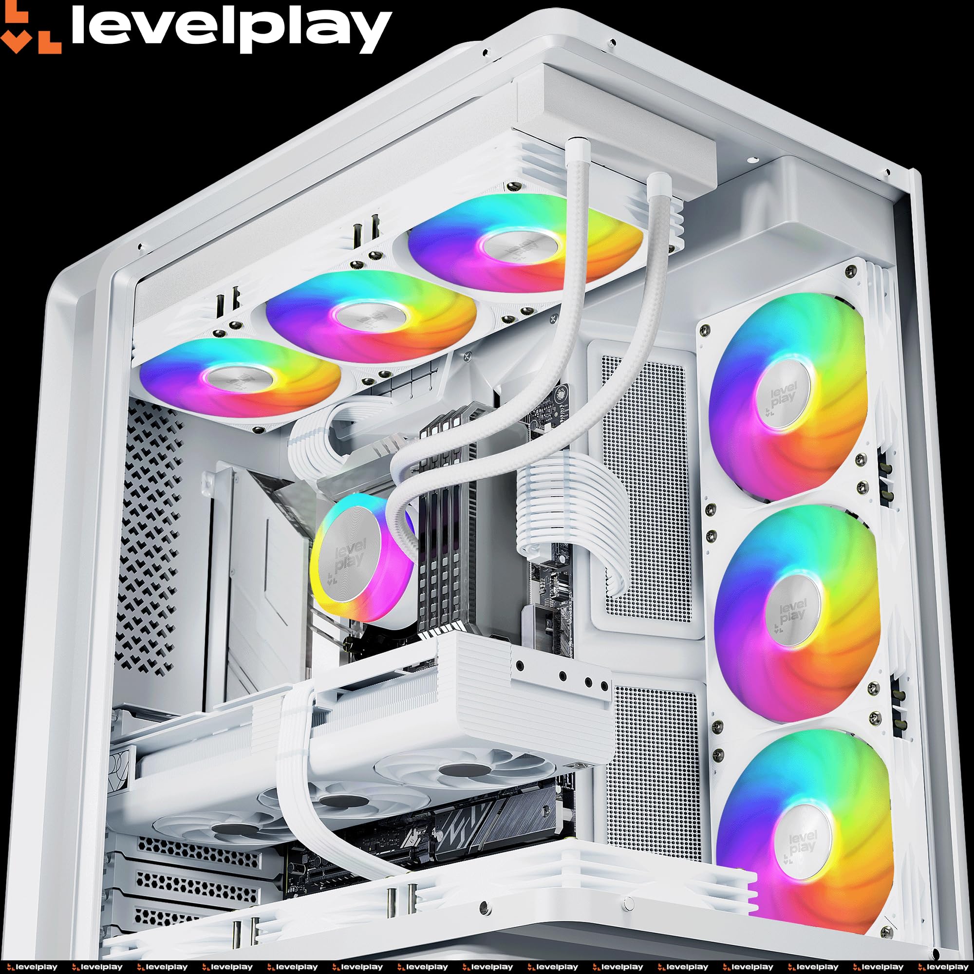 Levelplay Combat Liquid 360 SE – Watercooling AIO CPU 360mm, TDP 300W, cache de pompe ARGB, 360mm radiateur, ventilateurs 360 Single-Frame, AMD AM5 / AM4 & Intel LGA 1851 / LGA 1700 – Blanc