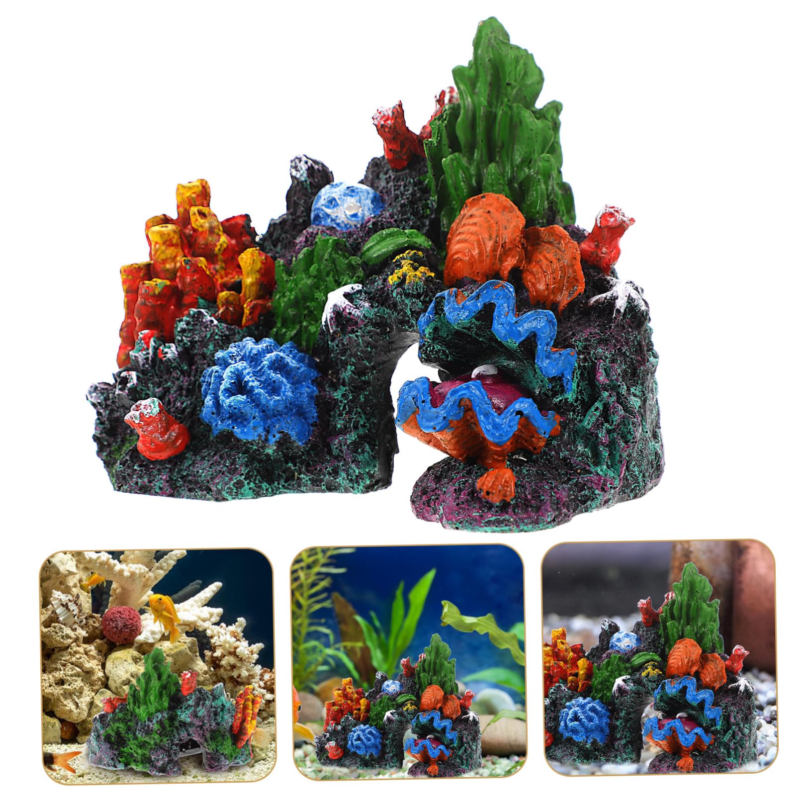 VANZACK 4piezas Adorno De Acuario De Coral Artificial Decoración para Peceras y Terrarios Simulación De Arrecife De Coral Accesorio De Paisajismo Acuático Resistente Larga Duración