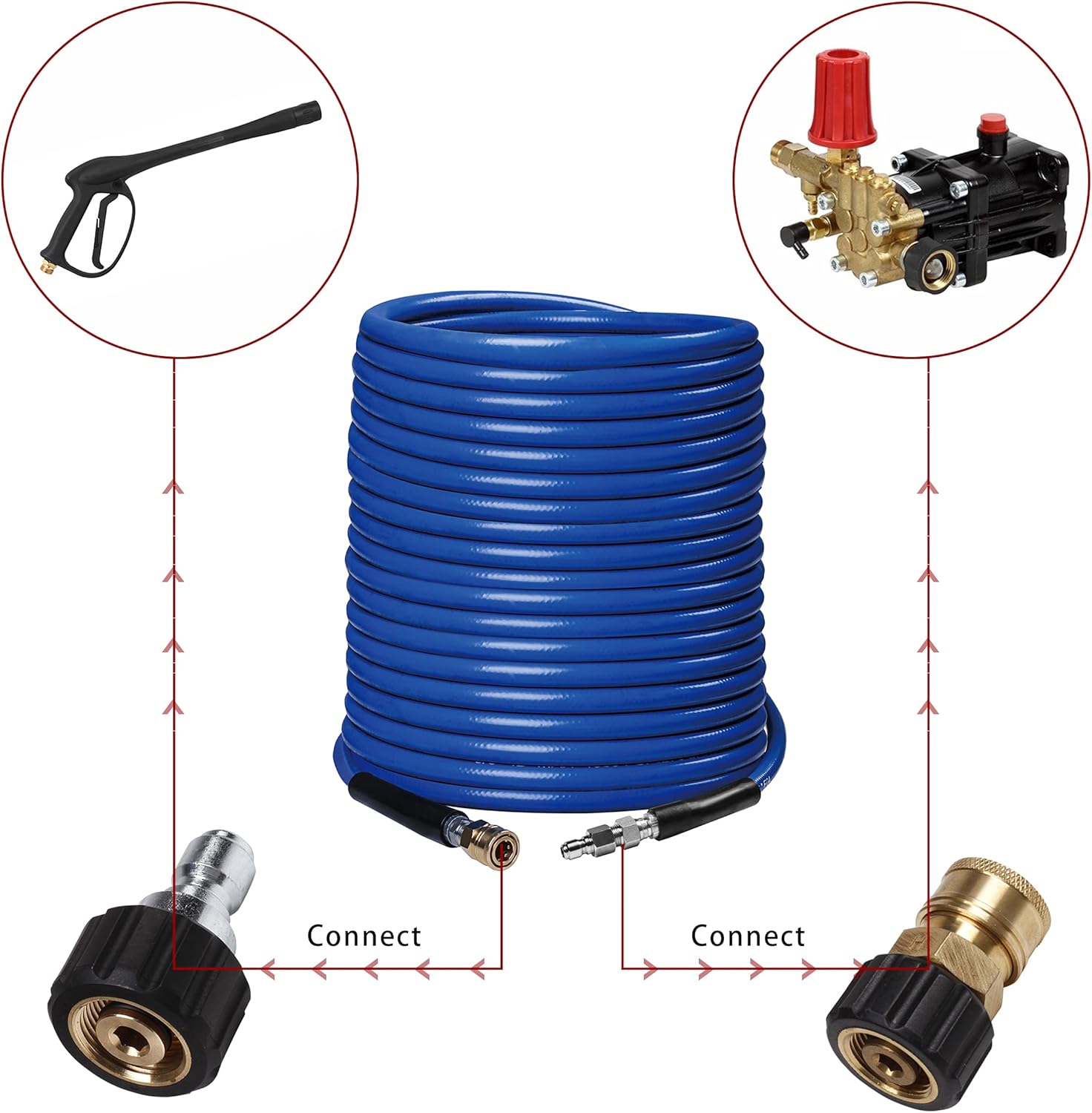 WOJET 4000 PSI 50ft Pressure Washer Hose Reel & 4500 PSI 50’ High Pressure Washer hose