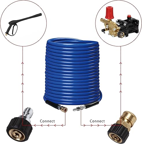 Miniatura 7 de WOJET Limpiador de superficie de lavadora a presión de 4500 PSI de 18 pulgadas y manguera de lavado de alta presión de 4500 PSI 50 pies