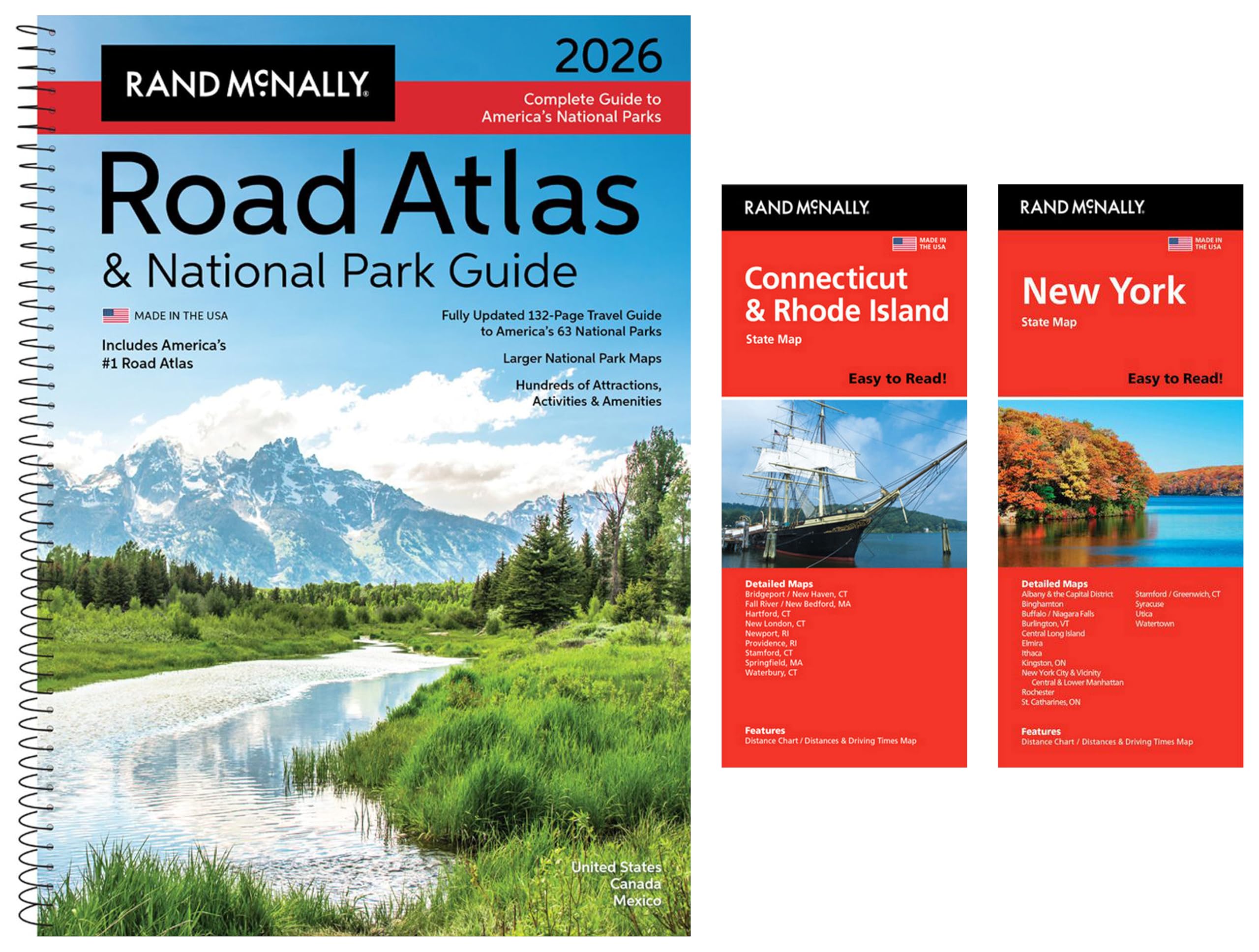2026 Road Atlas & National Park Guide with Connecticut/Rhode Island & New York State Maps