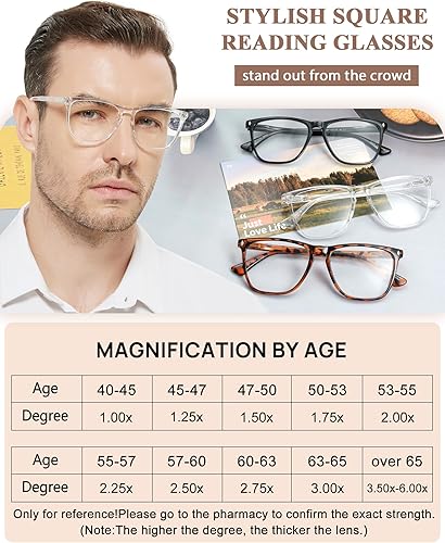 Miniatura 5 de MARE AZZURO Anteojos de lectura grandes para hombres ligeros para lectores 1.0 1.25 1.5 1.75 2.0 2.25 2.5 2.75 3.0 3.5 4.0 5.0 6.0