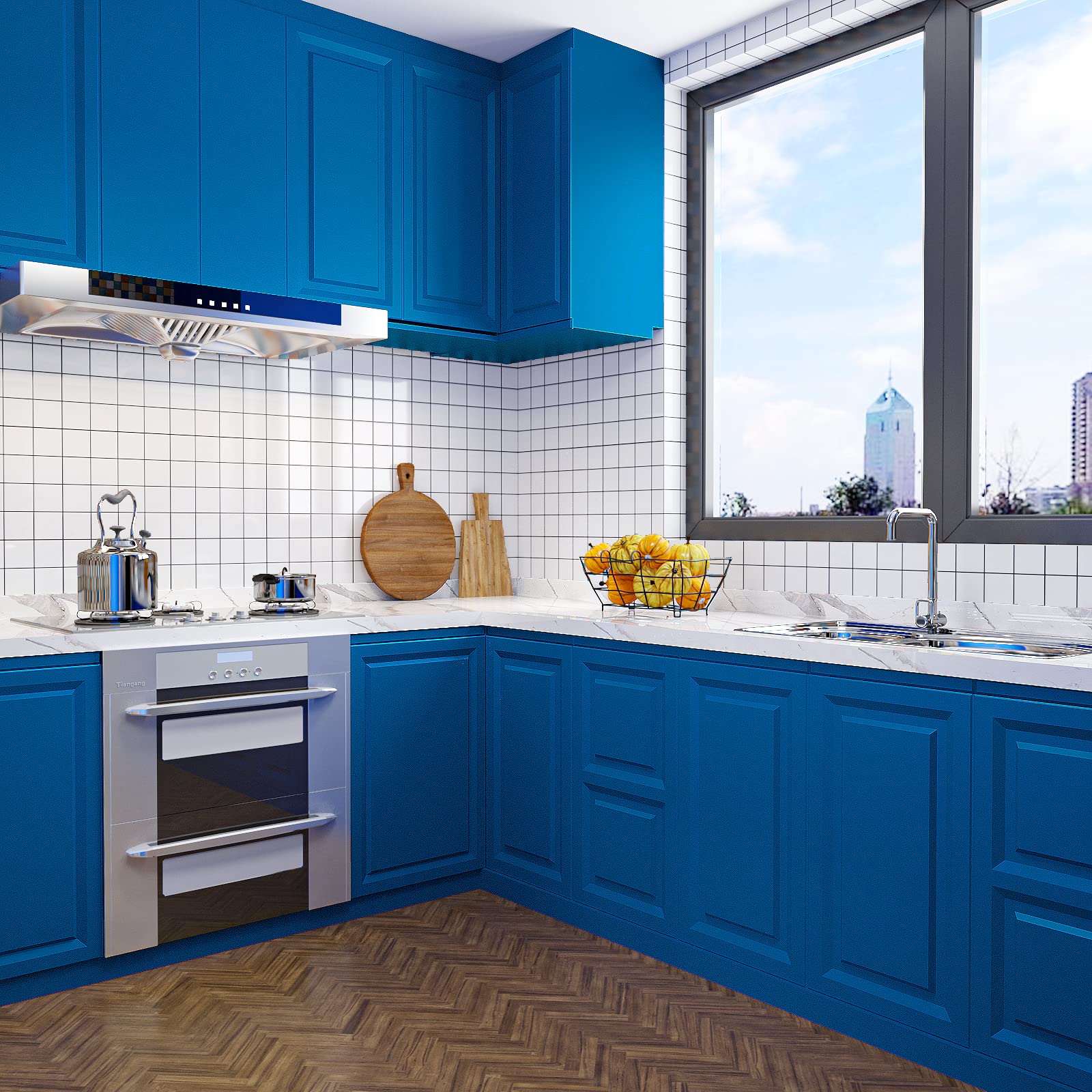 VaryPaper Peel and Stick Sapphire Blue Wallpaper 40cmx800cm Blue Contact Paper for Kitchen Countertops Sticky Back Plastic Thick Lining Paper for Wall Living Room Bedroom Vinyl Wrap for Furniture - Image 4