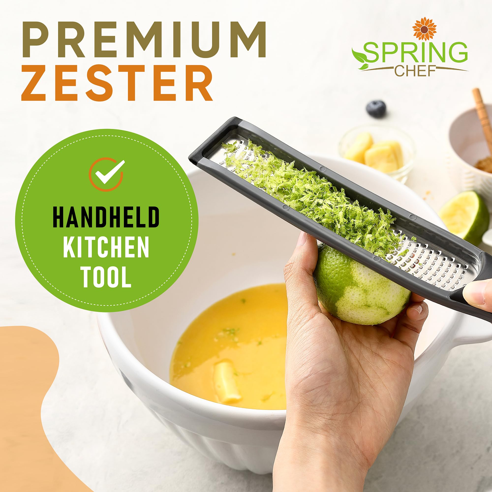 Spring Chef Stainless Steel XL Box Grater & Premium Lemon Zester - 2 Product Bundle - Gray - Image 6