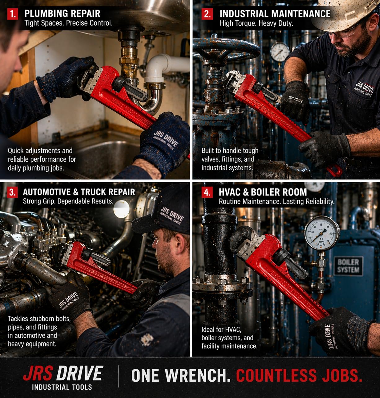 Eastman Pipe Wrenches Set Of 1Pcs, 24/600 Mm, Drop Forged Steel Induction Hardened Teeth Ideal for Construction & Heavy-Duty Applications for Industrial & Professional Use (E-2048) 4