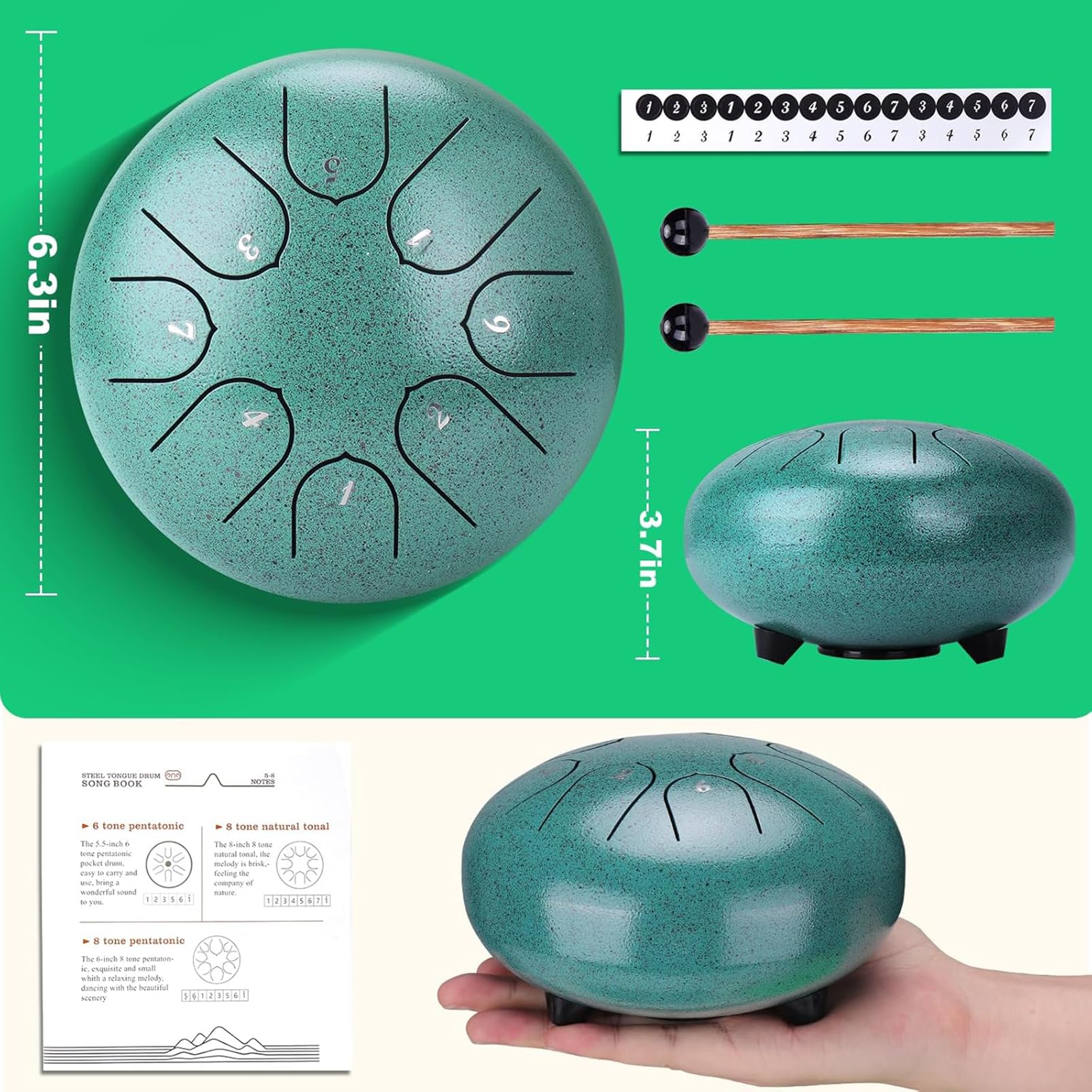 Bęben przeciwdeszczowy do ogrodu, 7 cm, 6 nut/15 cm, 8 nut, stalowy bęben językowy, dzwonek przeciwdeszczowy, wodoodporny muzyczny instrument bębnowy przeciwdeszczowy, do muzycznego