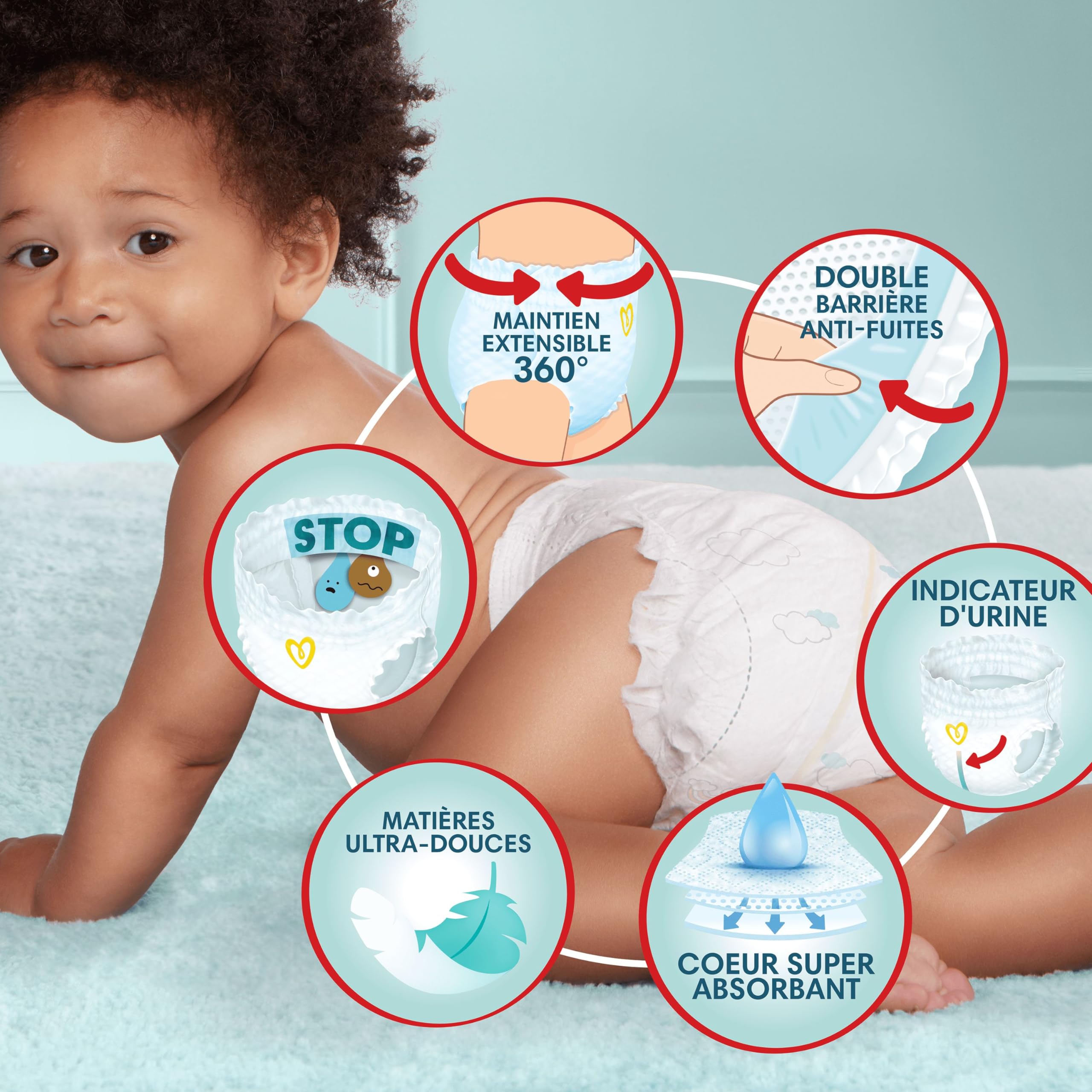 Pampers Premium Protection Pants Taille 6, 78 Couches-Culottes, 15+kg, Avec Maintien 360° et Matières Ultra-Douces Pour Notre Meilleur Confort Et Protection + 10 Lingettes Harmonie Aqua Gratuites