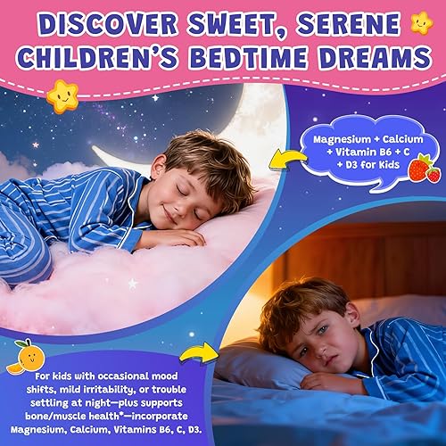 Miniatura 4 de Gomitas de glicinato de magnesio para niños y adultos, sabor a fruta sin azúcar, 60 unidades, suplemento de magnesio con L-teanina, vitamina B6, D3,