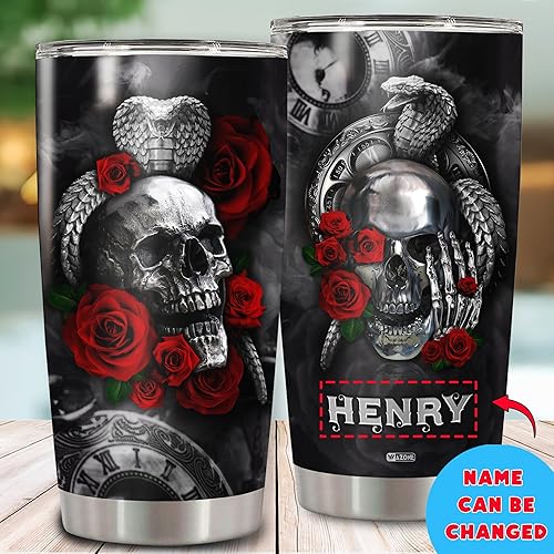 Vista 28 de WAZONE Vaso temático de casino personalizado con nombre personalizado, taza de viaje con tapa, taza de café aislada de 20 onzas, 30 onzas, refranes