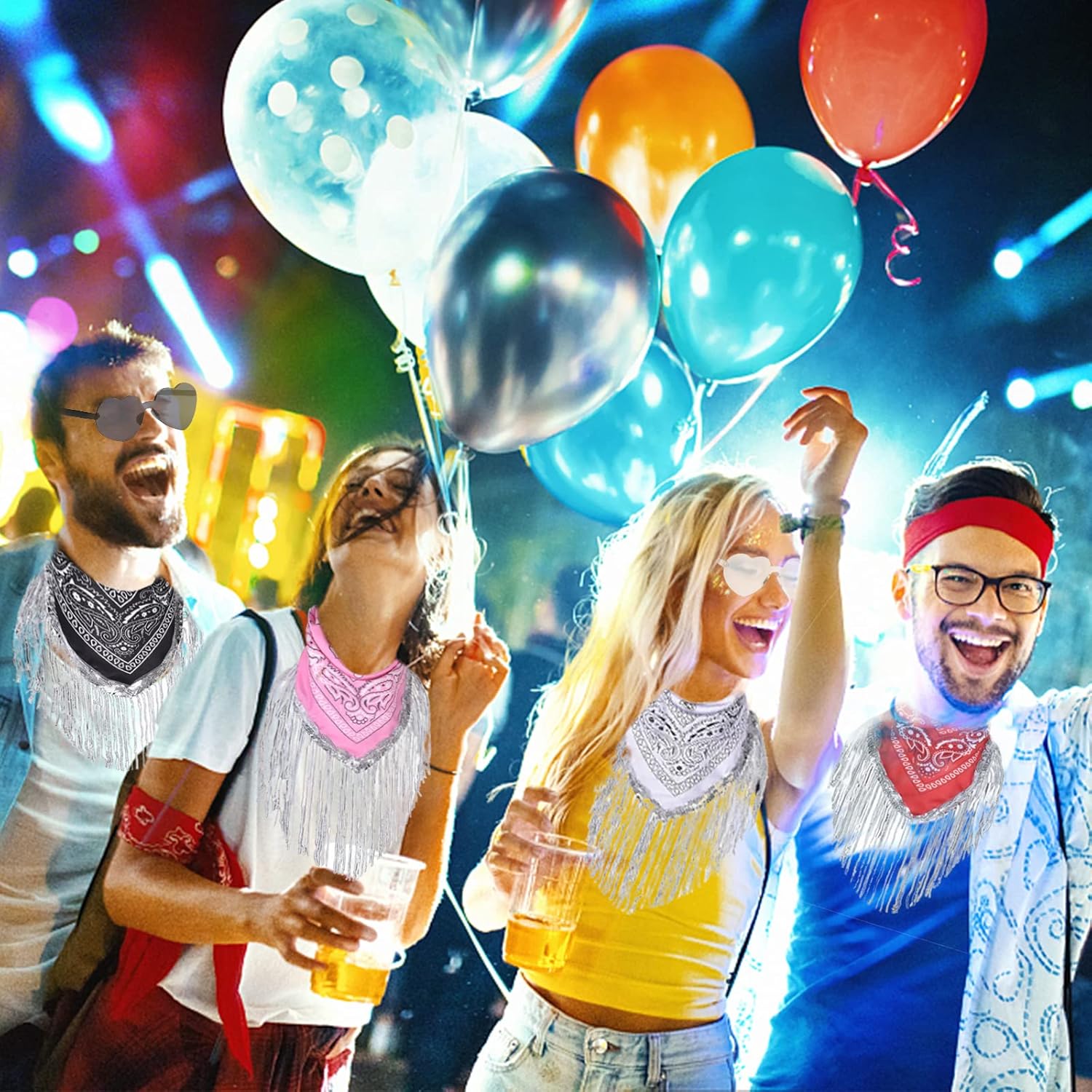 Fringe Rhinestone Bandana with Heart Sunglasses, Disco Cowgirl Bachelorette - Image 8