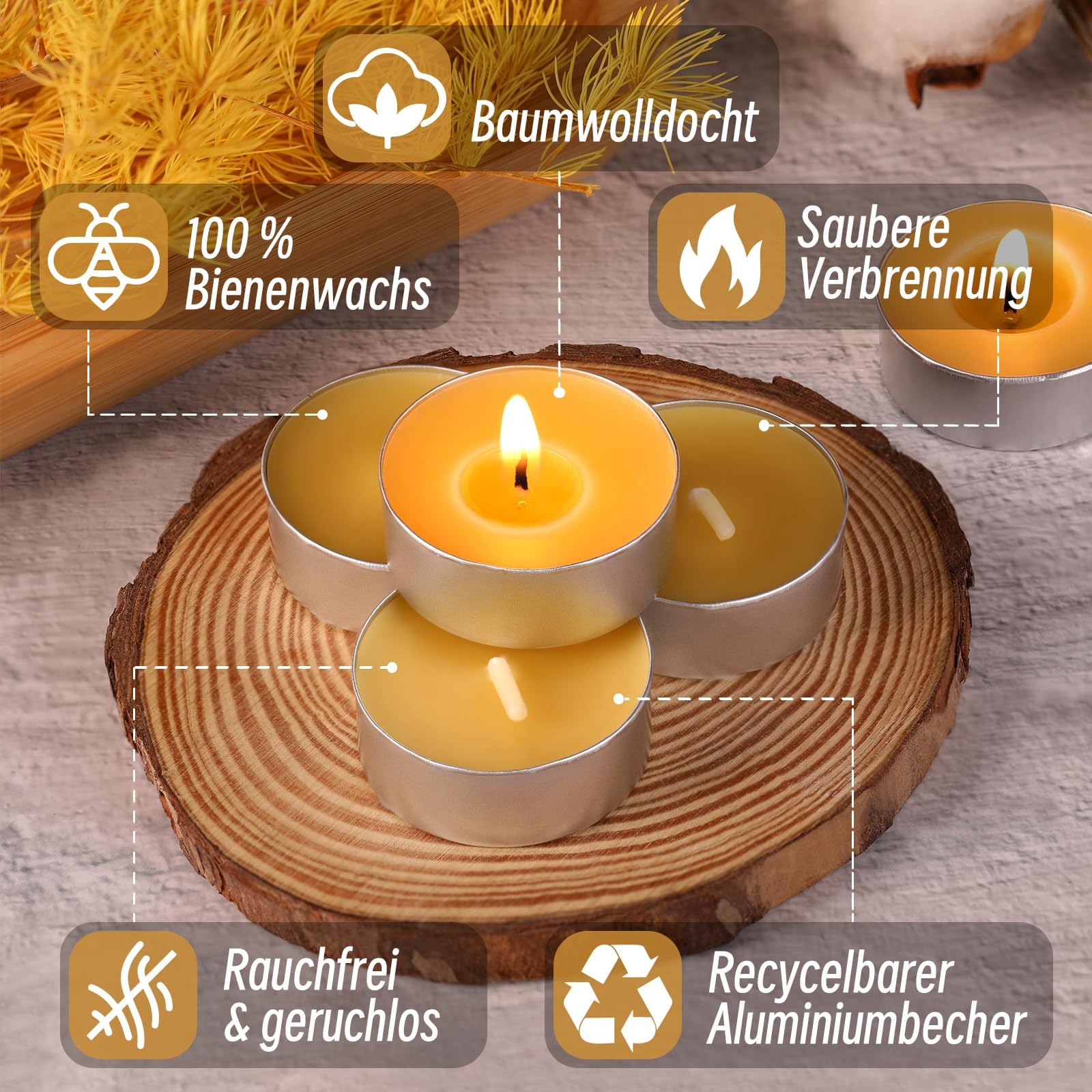 50 velas de cera de abejas