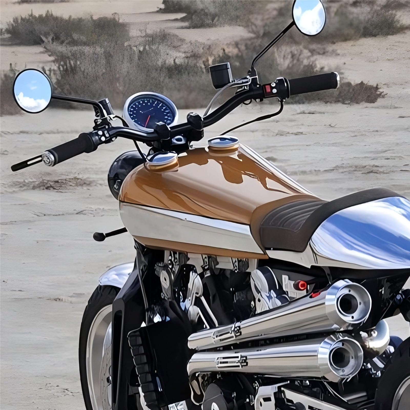 DREAMIZER Espejos Retrovisores Redondos de 3'', CNC 8mm y 10 mm Espejo Retrovisor Universal Compatible con Harley Sportster 883 1200 Softail Dyna Cafe Racer Cruiser Chopper Bobber Scooter E-Bikes
