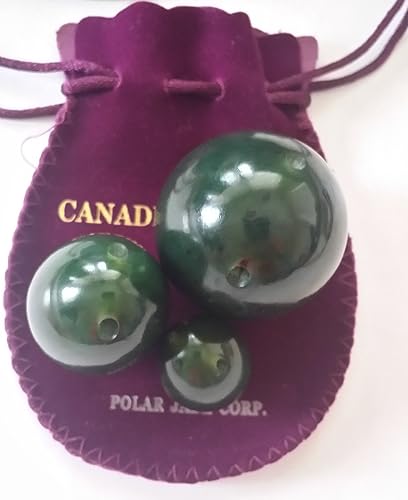 Miniatura 8 de Juego de 3 huevos de jade nefrita auténticos, más lujosos, exquisitos y curativos, perforados, 3 tamaños grande, mediano y pequeño