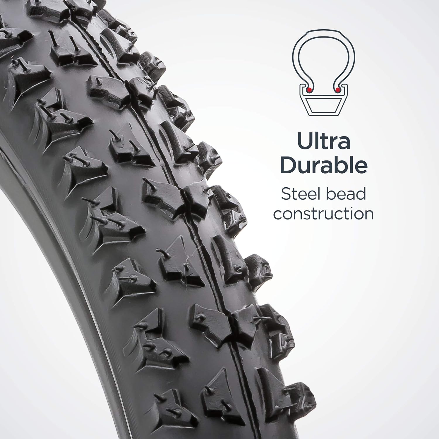 Schwinn Replacement Bike Tire, 20" x 1.95" Mountain Bike Tire, Wide & Blocky Knobs, Steel Bead Construction, Fits Internal Rim Widths 19mm-29mm, PSI Range 35 to 65
