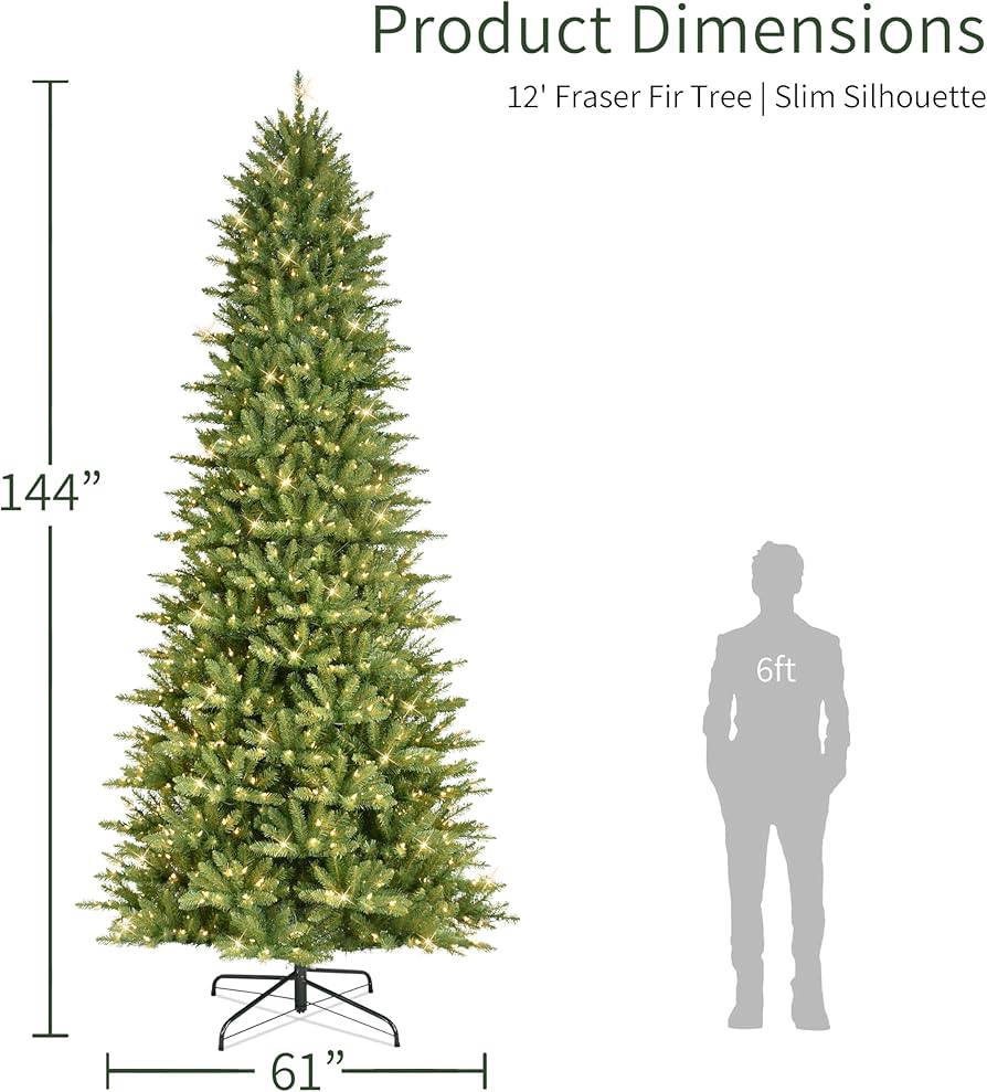 Amazon.com: Puleo International 12ft Pre-Lit Slim Fraser Fir