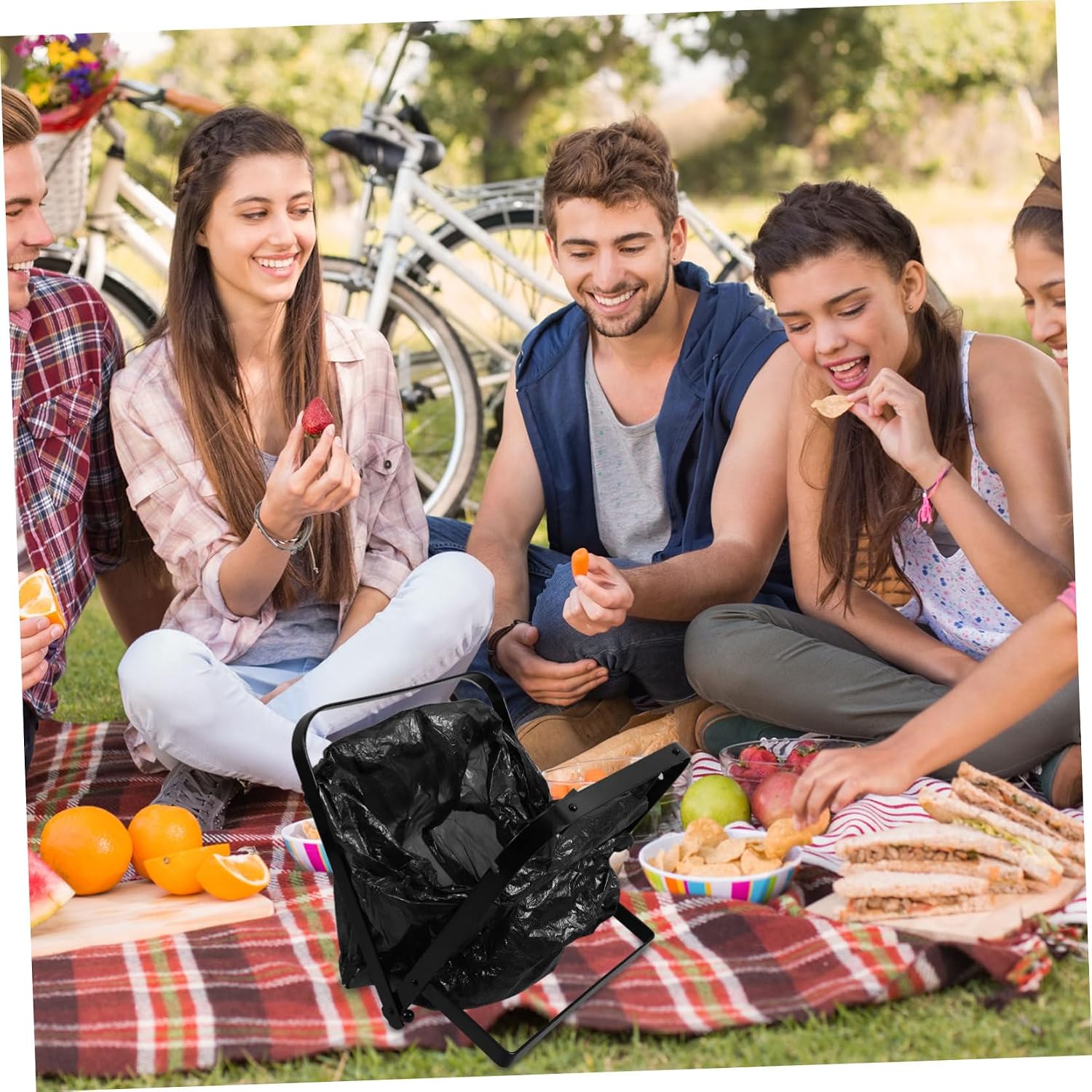 Foldable Trash Bag Holder Rack Portable Garbage Bag Stand for Lawn Camping Outdoor Use Space-saving Design for Easy Storage and Organization