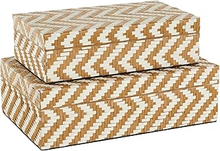 Deco 79 Paper Geometric Handmade Decorative Box Woven Zig Zag Storage De...