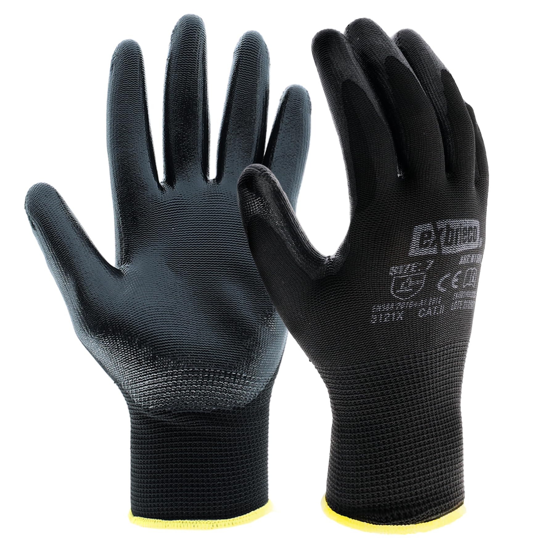 Guantes de Trabajo Profesionales Ideales para Automotriz, Construcción y Embalaje, Guantes de Protección CAT2 en Poliéster y Nitrilo, Precisión Táctil, Multipropósito, Cómodos, Resistentes
