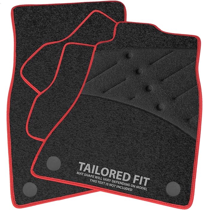 Car Mats FOR Ford Fiesta MK7 20112017 Charcoal Carpet & Red Ribbed