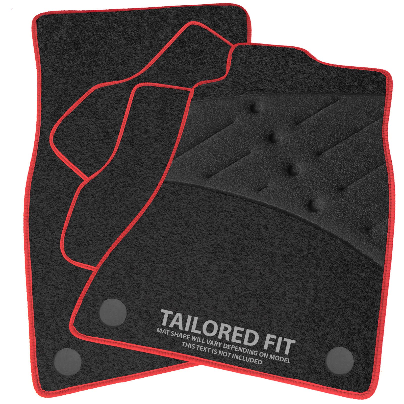 Car Mats FOR Renault Kadjar 2015+ Charcoal Carpet & Red Ribbed Trim & Black Full Width Heel Pad [SAPP-1728]
