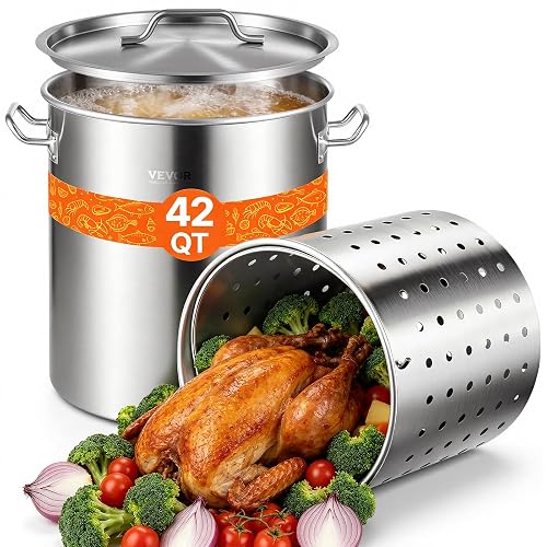 VEVOR Stainless Steel Stockpot, 42 Quart Large Cooking Pots