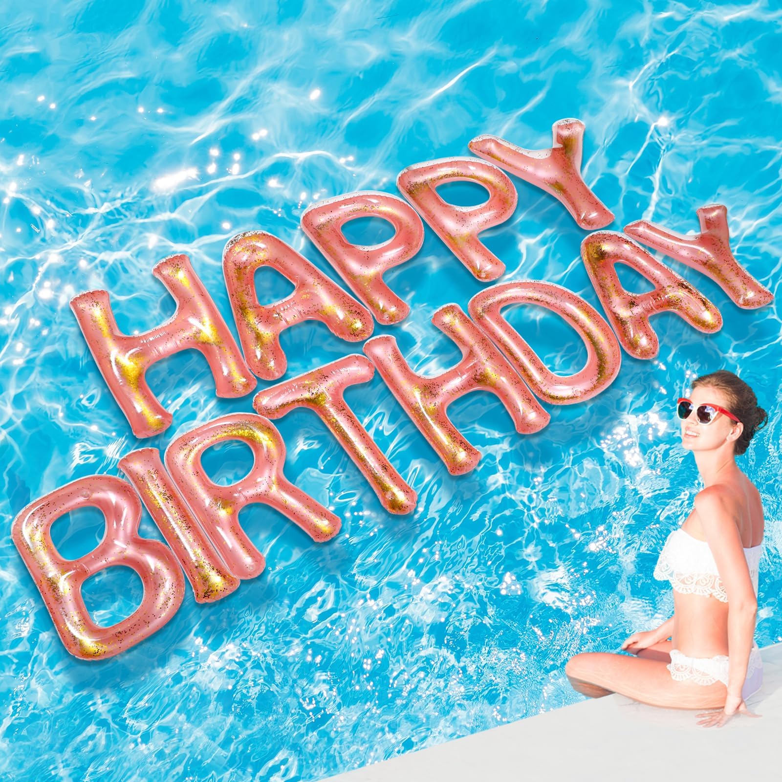 Rose Gold Happy Birthday Pool Float