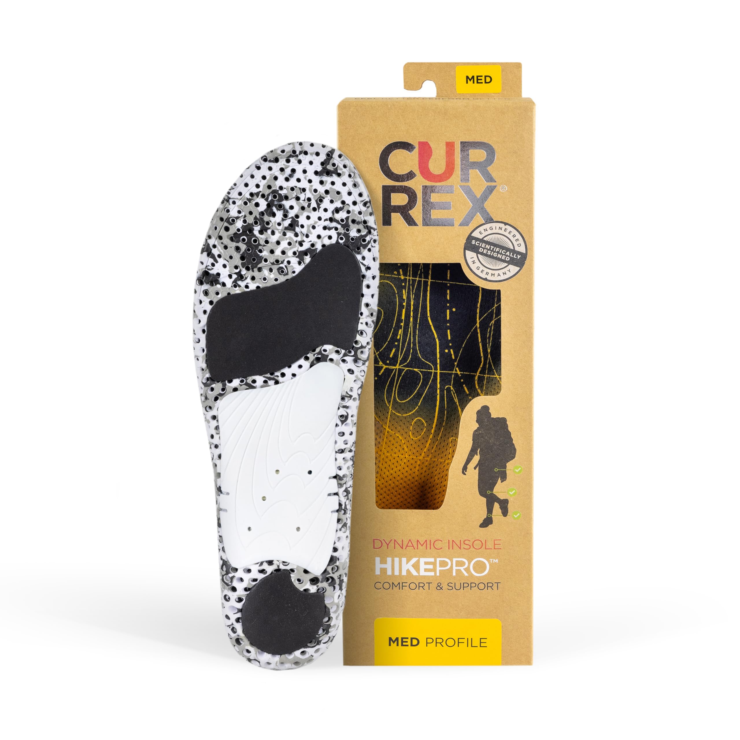 - CURREX HikePro Insoles for Hiking Boots & Shoes – Shock Absorbing Inserts to Help Reduce Fatigue and Increase Performance – Anti-Slip Heel Surface for Stability – for Men & Women – Low Arch, Small