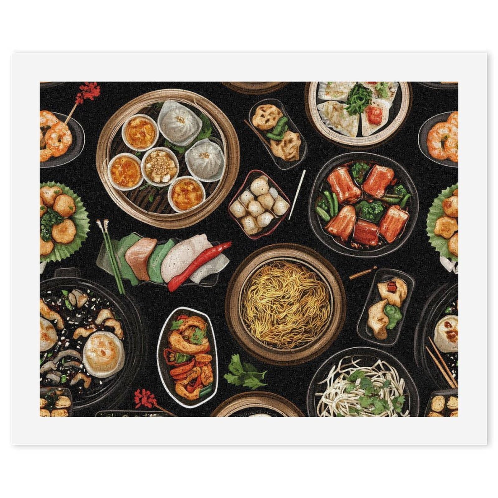 Lustiges Malen nach Zahlen für Erwachsene, Motiv: Chinesisches Essen, Baumwolle, digitales Ölgemälde, Heimdekoration, Geschenk, 60 x 75 cm