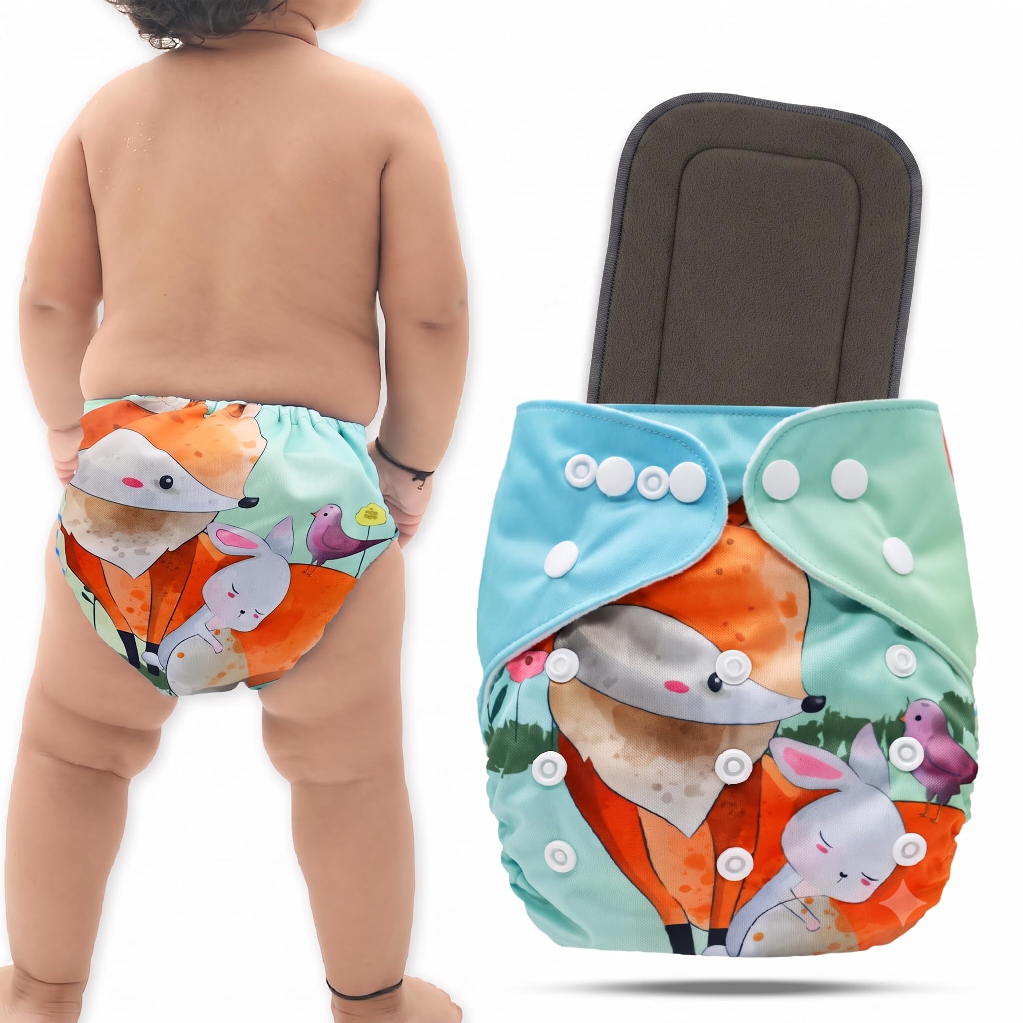 Bembika A Plus Printed Cloth Diaper With Bamboo Charcoal inserts for Babies Washable & Reusable Cloth Nappies For Baby Leakproof And Wetfree Adjustable Cloth Diapers -(BE2651)-picture-29