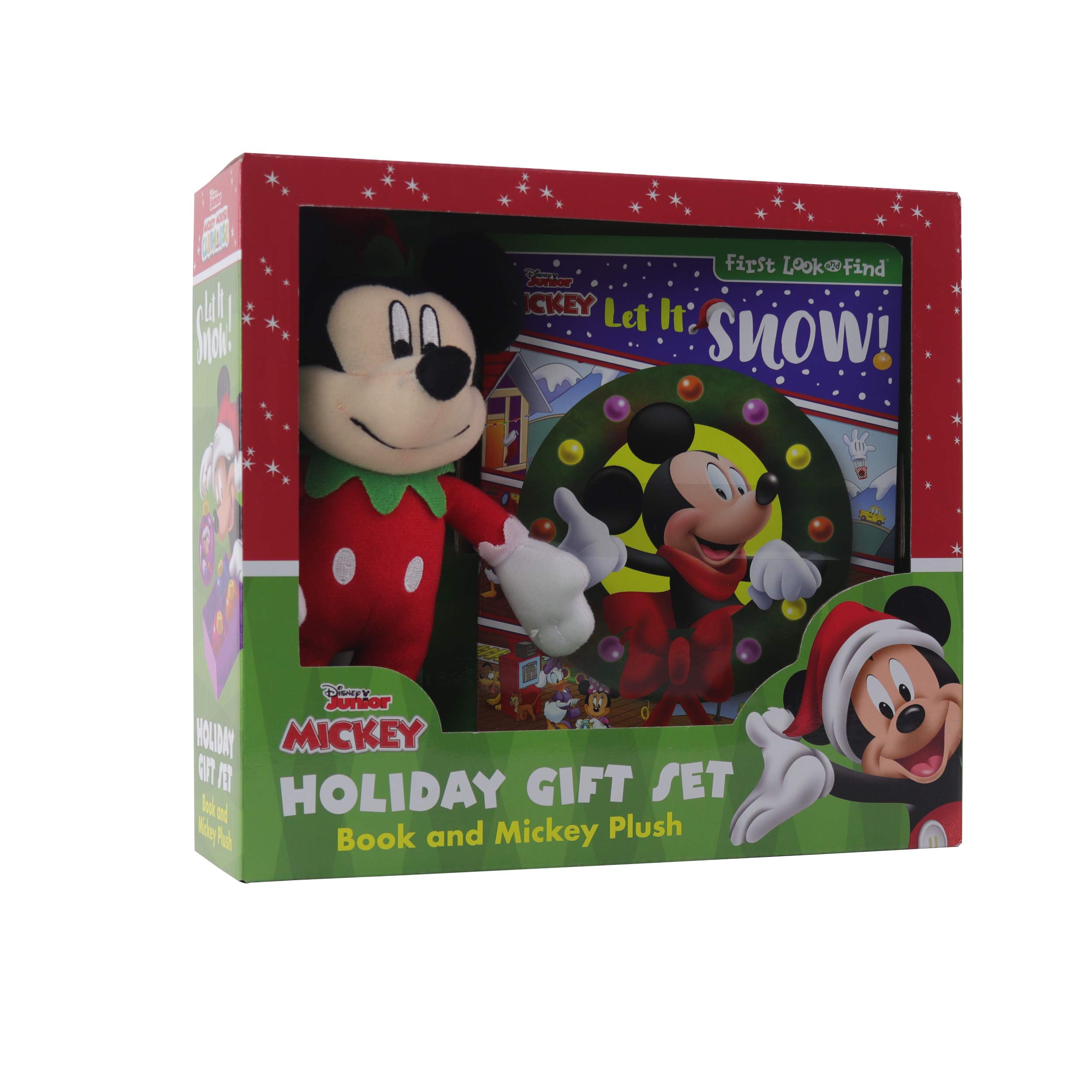 Disney Junior Mickey Mouse Clubhouse - Let It Snow! Holiday Gift Set - First Look and Find Activity Book and Mickey Plush! - PI Kids