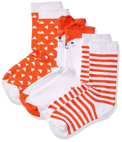 Kids Boys and Girls Cotton Fancy Orange Color Socks Pack of 3 Pairs(0-6 Years)