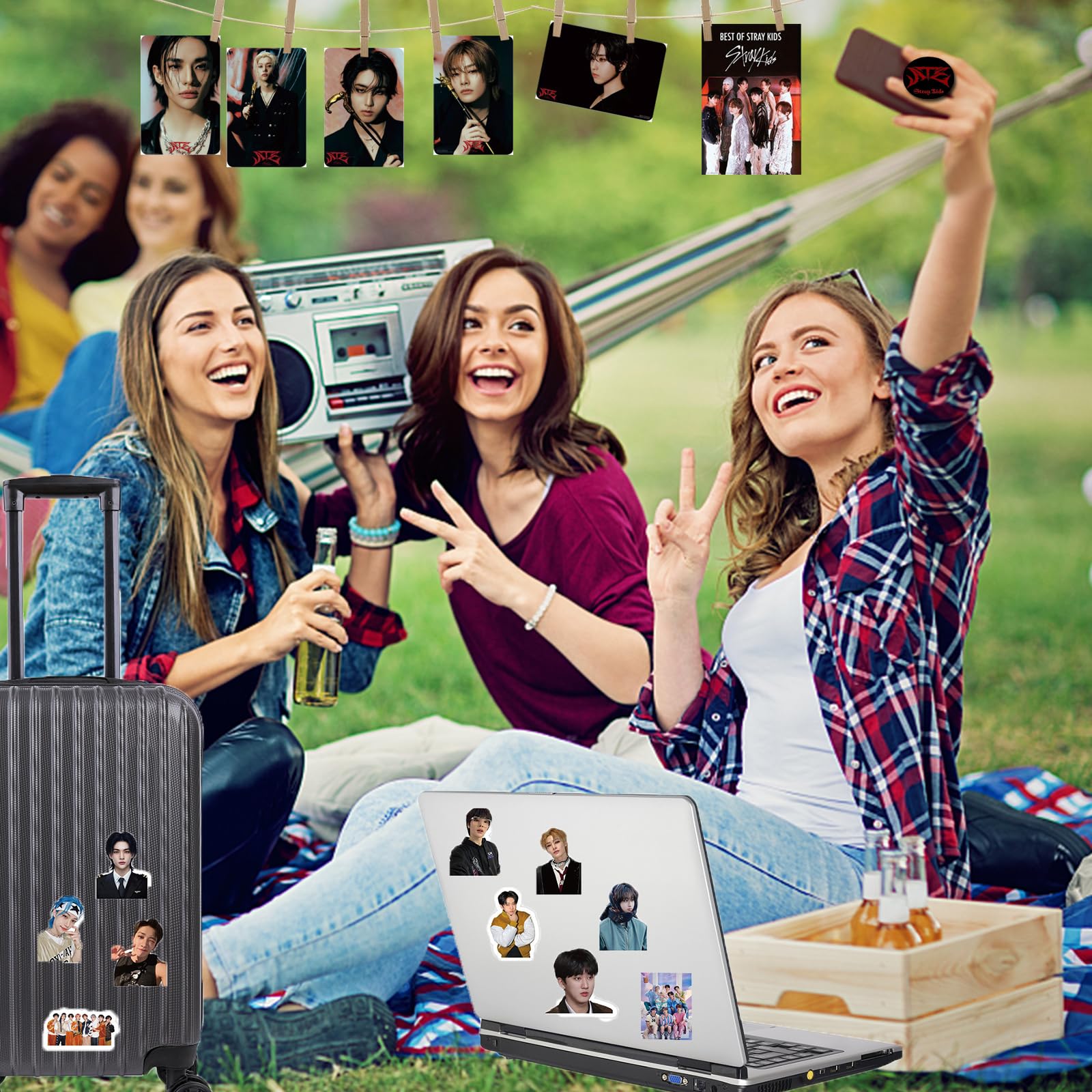 SK Accessoire, Ensemble cadeau Sk Coffret Cadeau Fans, Personal Merchandise Coffret Cadeau, Carte Photo, sac à cordon Autocollants pour Stay