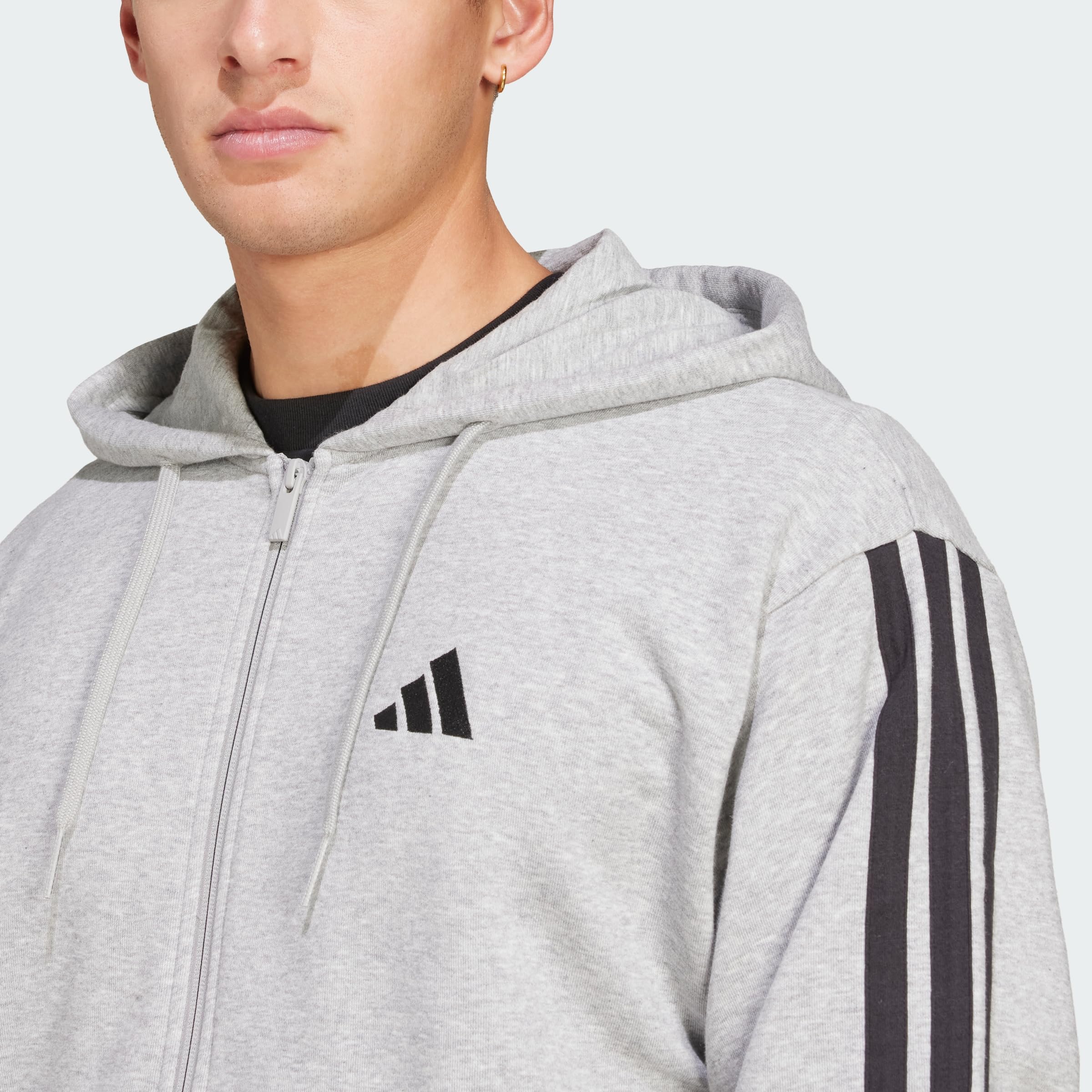 adidas Essential Three Stripes French Terry Fullzip Hoodie Felpa con Cappuccio Uomo (Pacco da 1)