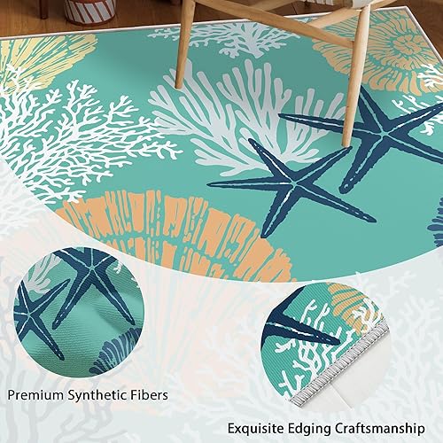 Miniatura 3 de Tritard Alfombras Coastal Area Rugs - Alfombras náuticas con temática de playa, antideslizantes, lavables a máquina, modernas para sala de estar o