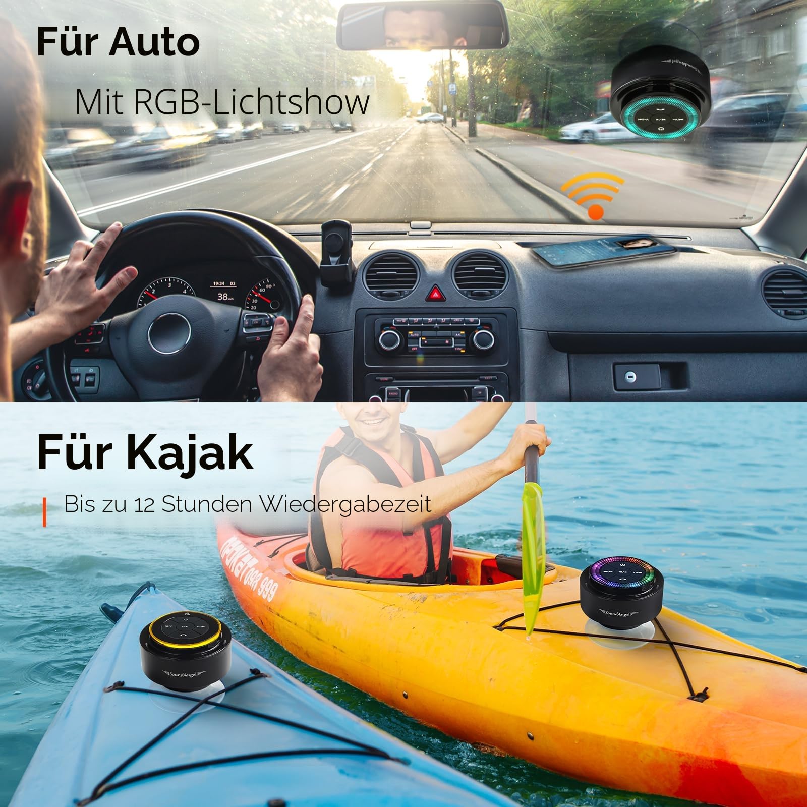 Xleader Mate Dusche Bluetooth Lautsprecher klein, Zertifiziert IPX7 Wasserdicht Bluetoothbox, Mini Music Box Lautsprecher Mit Licht, Saugnapf und Mikrofon, Kristall Sound und Bass, Musikbox Geschenk