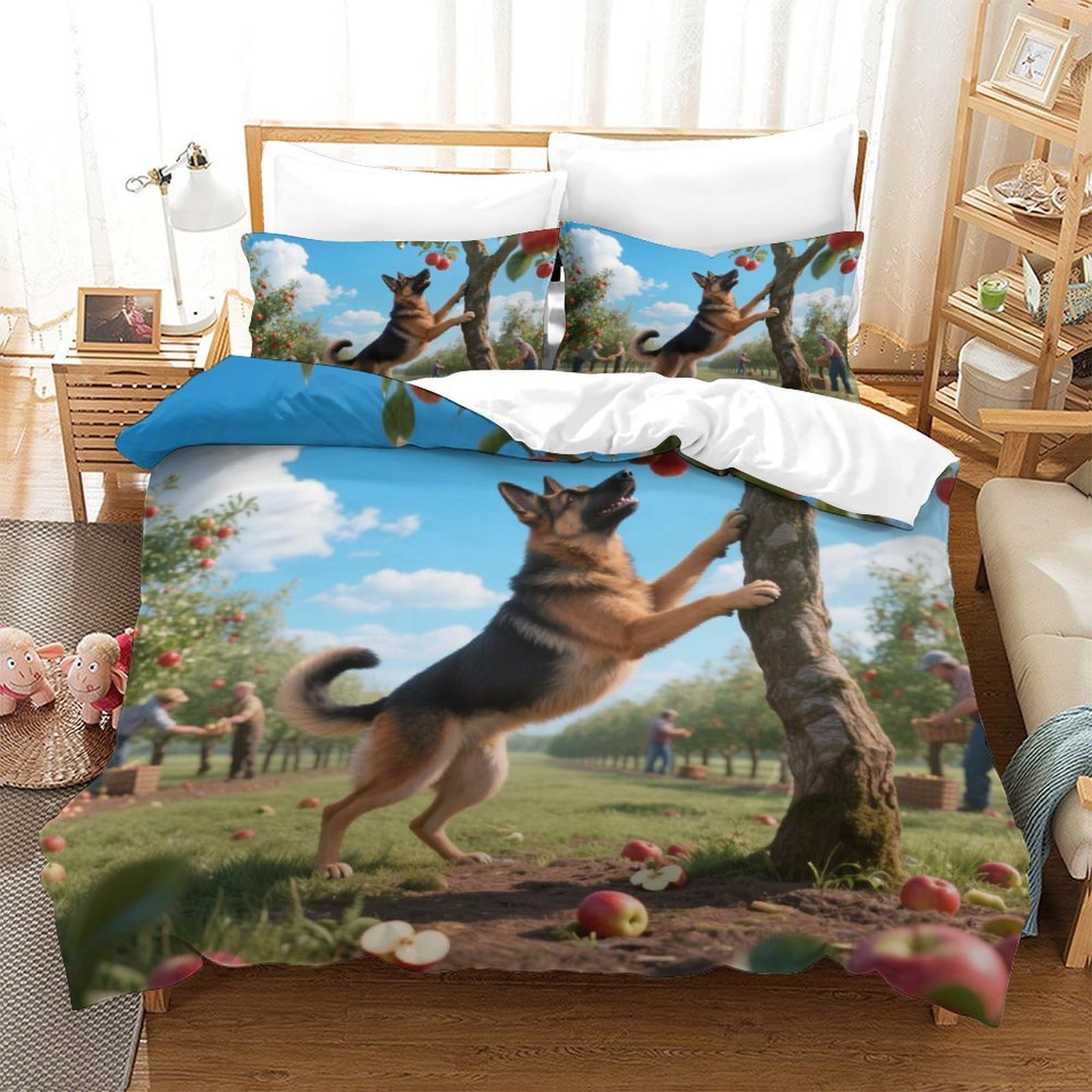 Housse de couette Berger Allemand en microfibre douce et zippée