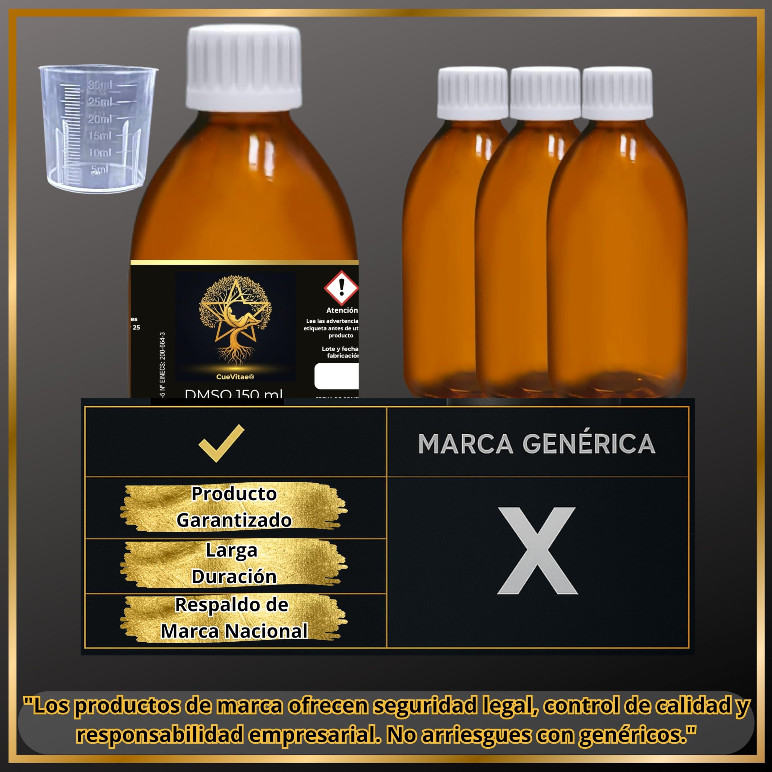 DMSO 99,9 % pur diméthylsulfoxyde 2 x 150 ml CueVitae® Bouteille en verre ambré avec compte-gouttes et verre doseur | solvant organique de haute pureté | sans additifs