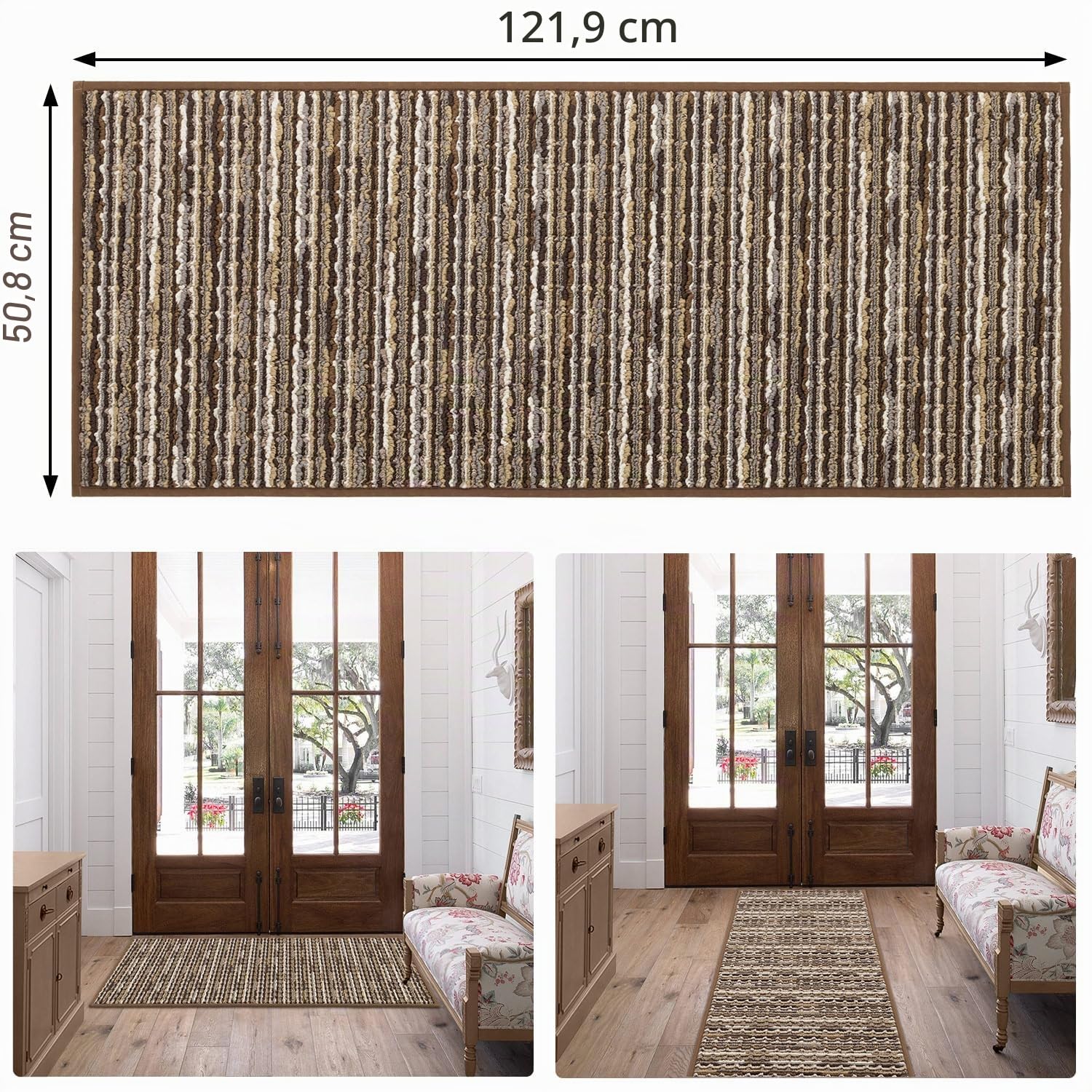 Biscpro Tapis d'entrée Interieur 50x120cm Paillasson,Antidérapant Lavable Tapis de Porte,pour Passage,Couloir,Cuisine,Terrasse,Jardin,Chambre-Café