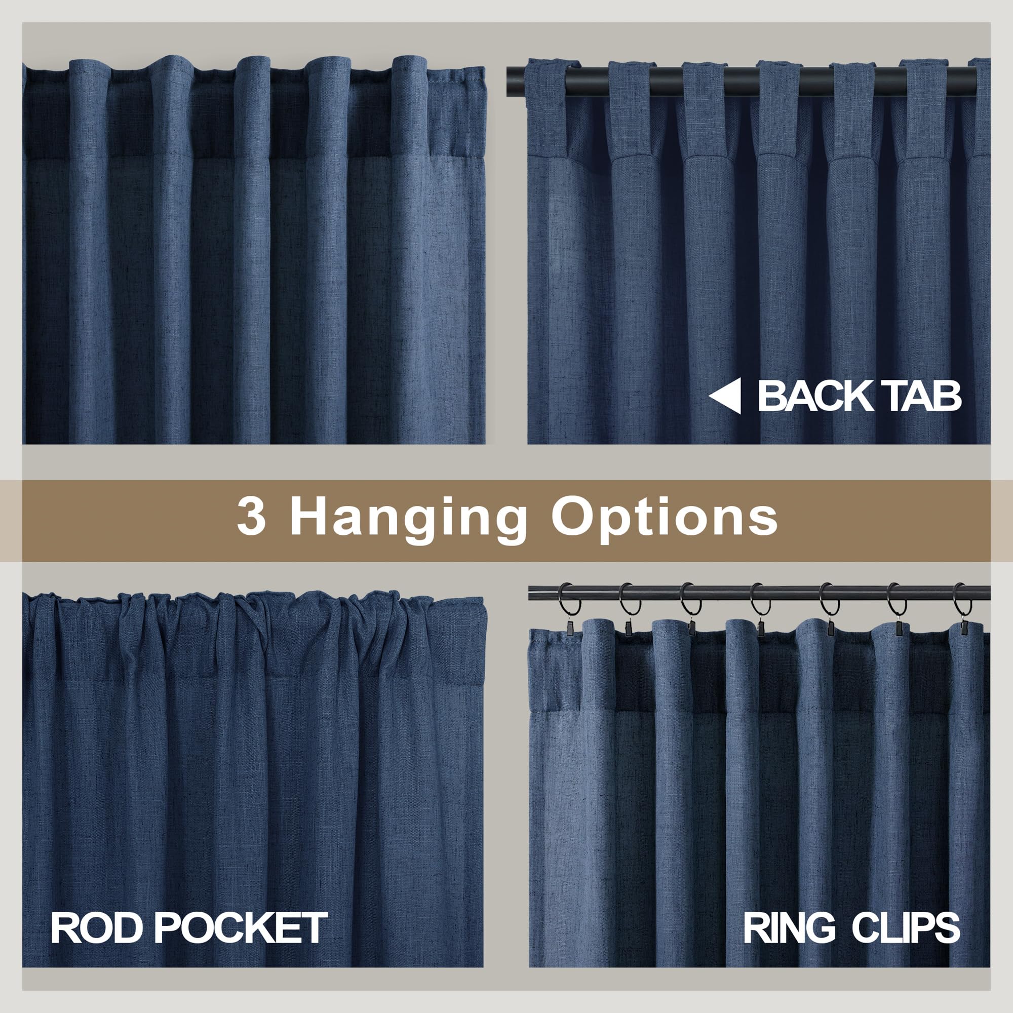 Tende Corte Blu Navy Per Camper E Roulotte - Set 2 Pannelli Oscuranti 106x91 Cm Con Tasca Per Asta - Perfette Per Bagno, Cucina E Letto A Castello