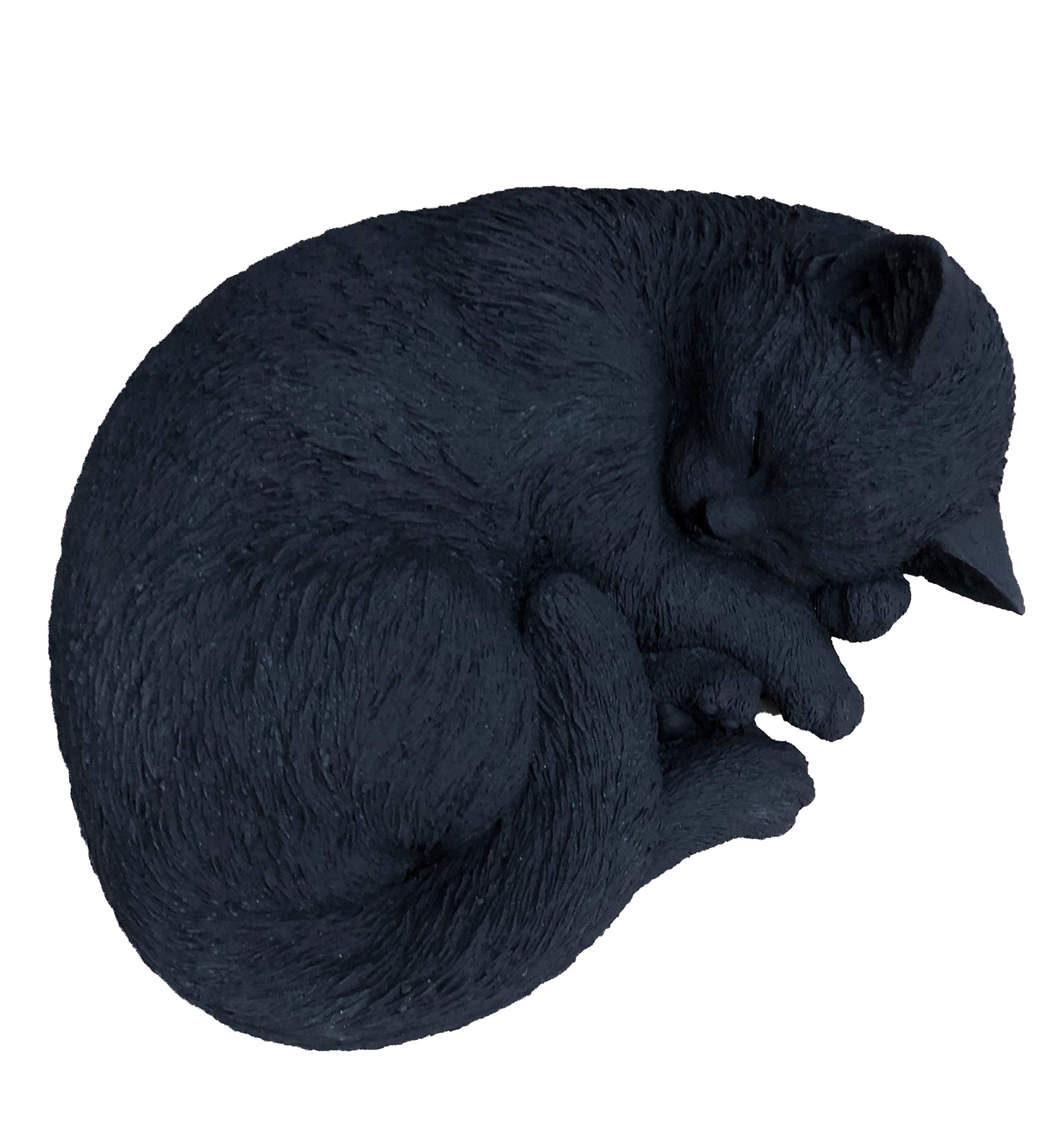 Statuette en pierre d’un chat endormi en boule, résistante au gel jusqu'à -30 °C, moulage en pierre massive
