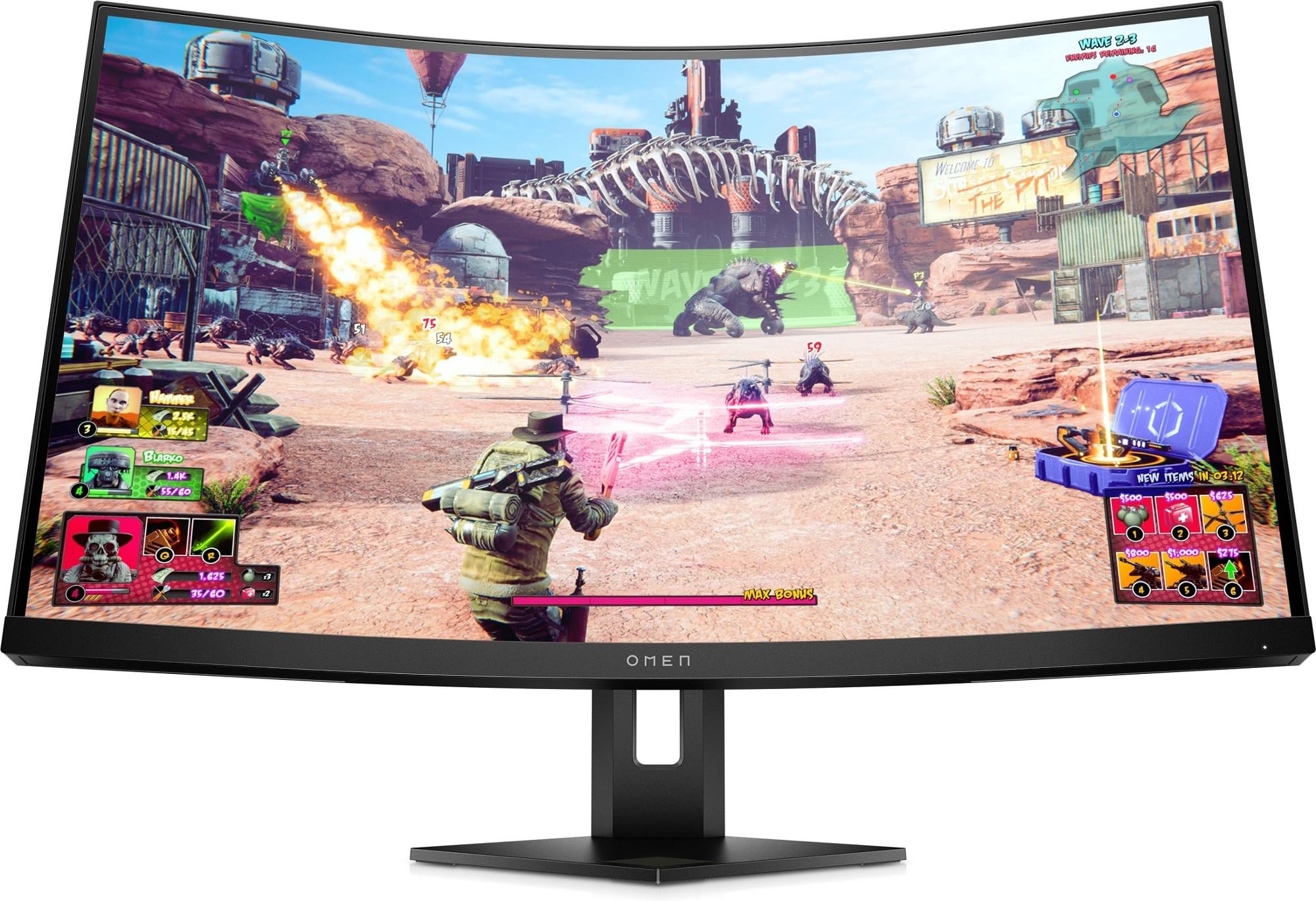 HP OMEN 27c Monitor Curvo da 27 pollici, Pannello VA 16:9 2K QHD 240Hz, 1 ms, DisplayHDR 400, Antiriflesso, 400 nits, AMD FreeSync, VESA, USB-A, Nero